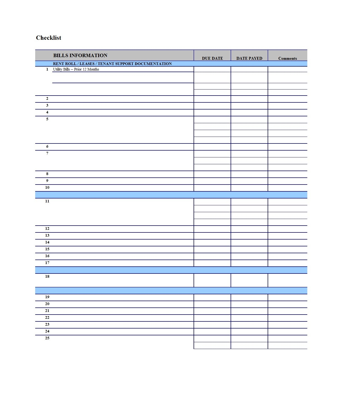 32 Free Bill Pay Checklists &amp; Bill Calendars (Pdf, Word &amp; Excel)-Bill Pay Printable Checklist Templates Clender