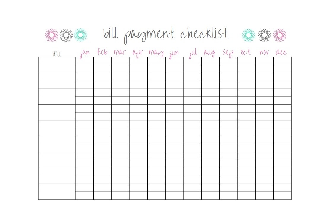 32 Free Bill Pay Checklists &amp; Bill Calendars (Pdf, Word &amp; Excel)-Bill Pay Printable Checklist Templates Clender