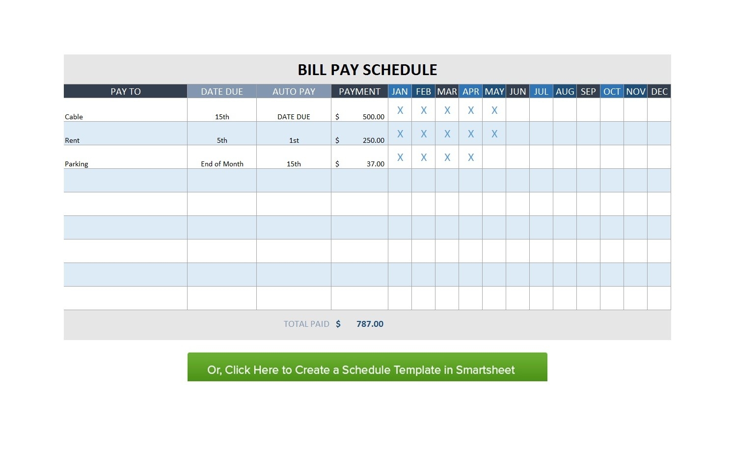 32 Free Bill Pay Checklists &amp; Bill Calendars (Pdf, Word &amp; Excel)-Downloadable Monthly Bill Chart