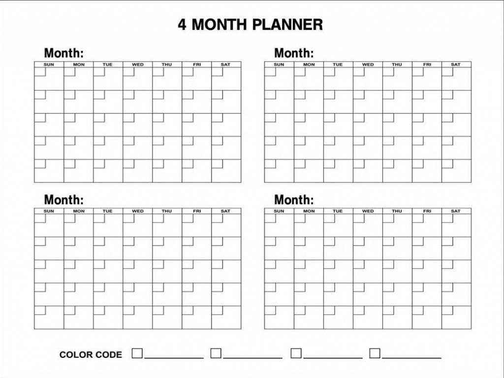 4 Month Blank Calendar Calendar Template Printable