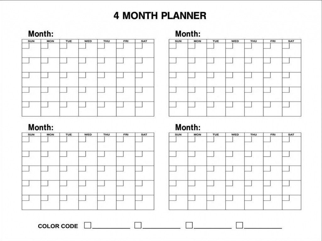 4 Month Blank Calendar Template | Calendar Printing Example-4 Month Planner Template