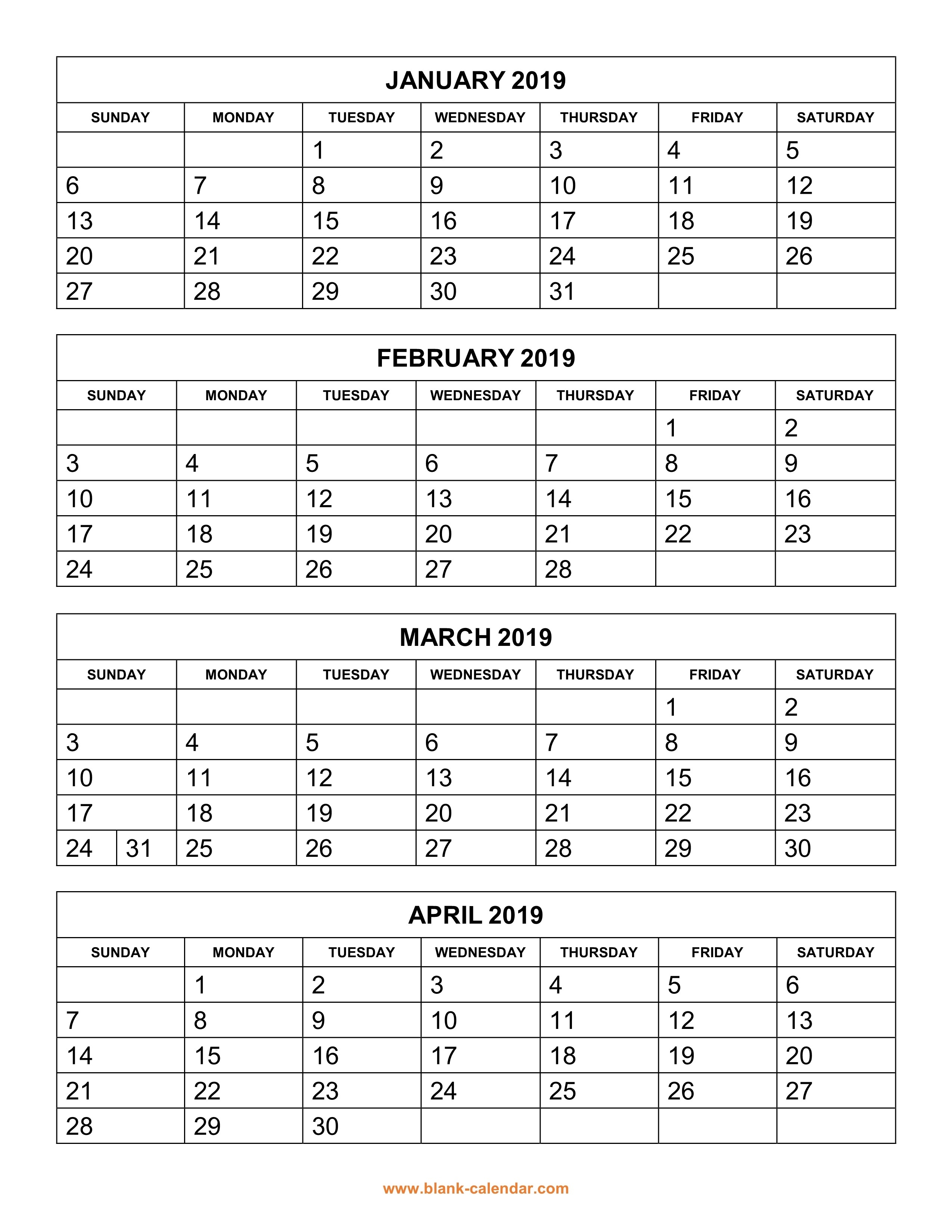 4 Month Planner Template | Calendar Template Printable