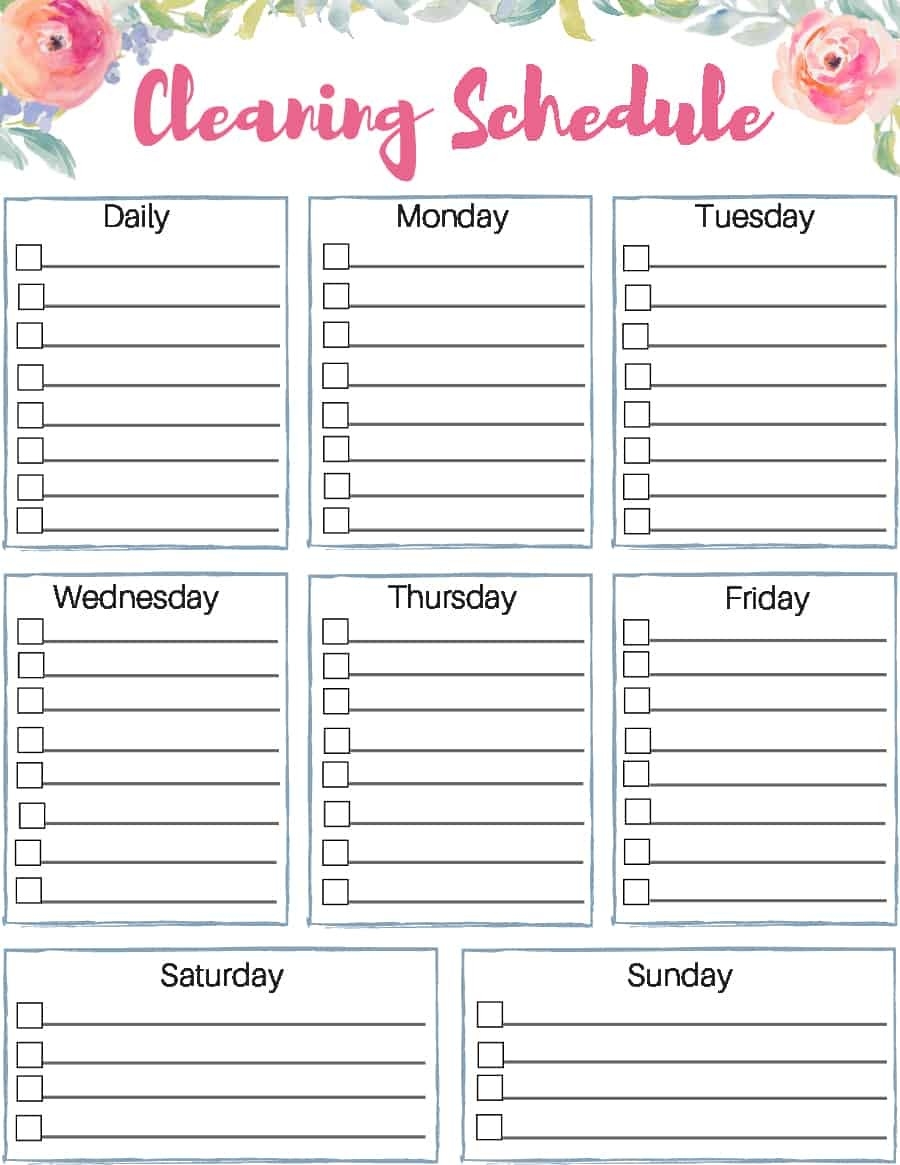 40 Printable House Cleaning Checklist Templates ᐅ Template Lab-Clean Template Monday To Firday