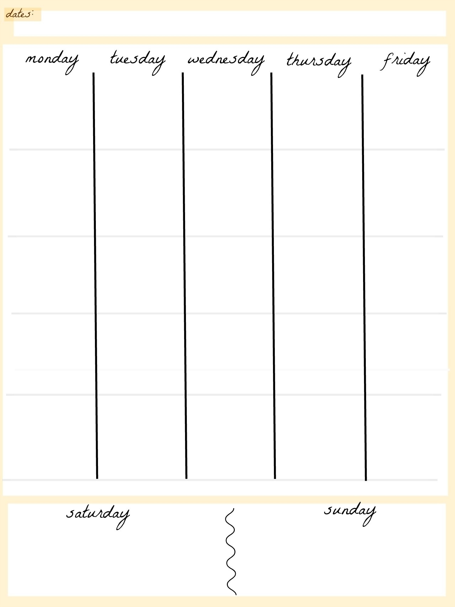 5 Day Calendar Monthly • Printable Blank Calendar Template-5 Day Template Calendar Blank