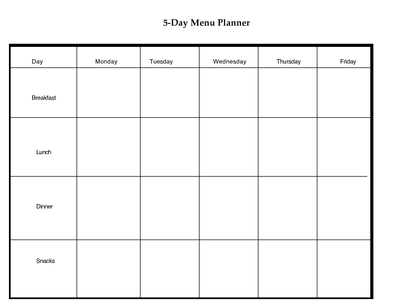 5 Day Week Calendar Templates Calendar Template Printable