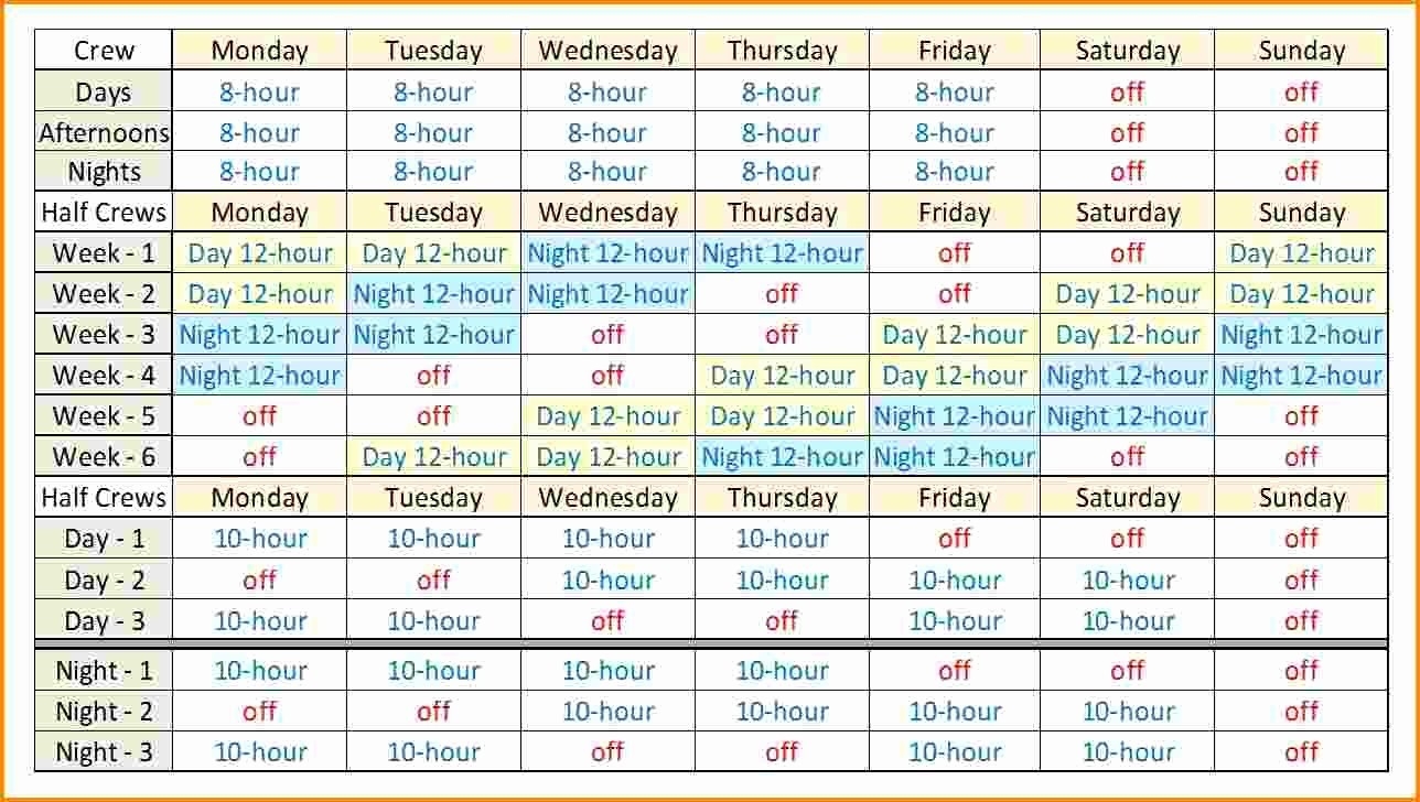 50 12 Hour Shift Schedule Template | Culturatti-12 Hour Schedule Template