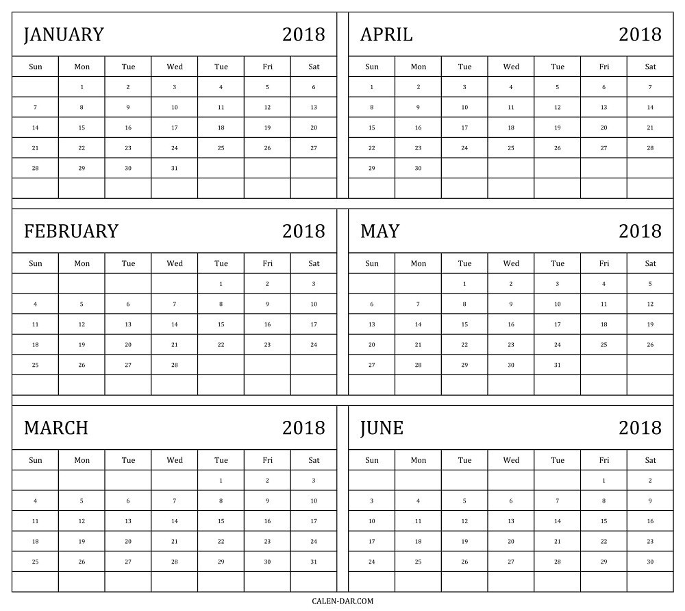 6 Month Calendar Template 2018 2 Within Six Month Calendar-Free Six Month Calendar Template
