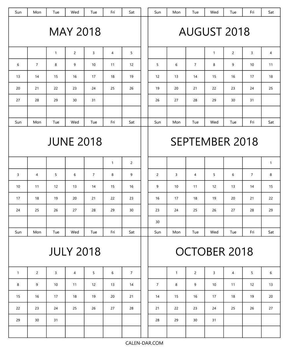 6 Month Printable Calendar Printable Calendar Templates 2018-Calendar Template Six Months Printable Free