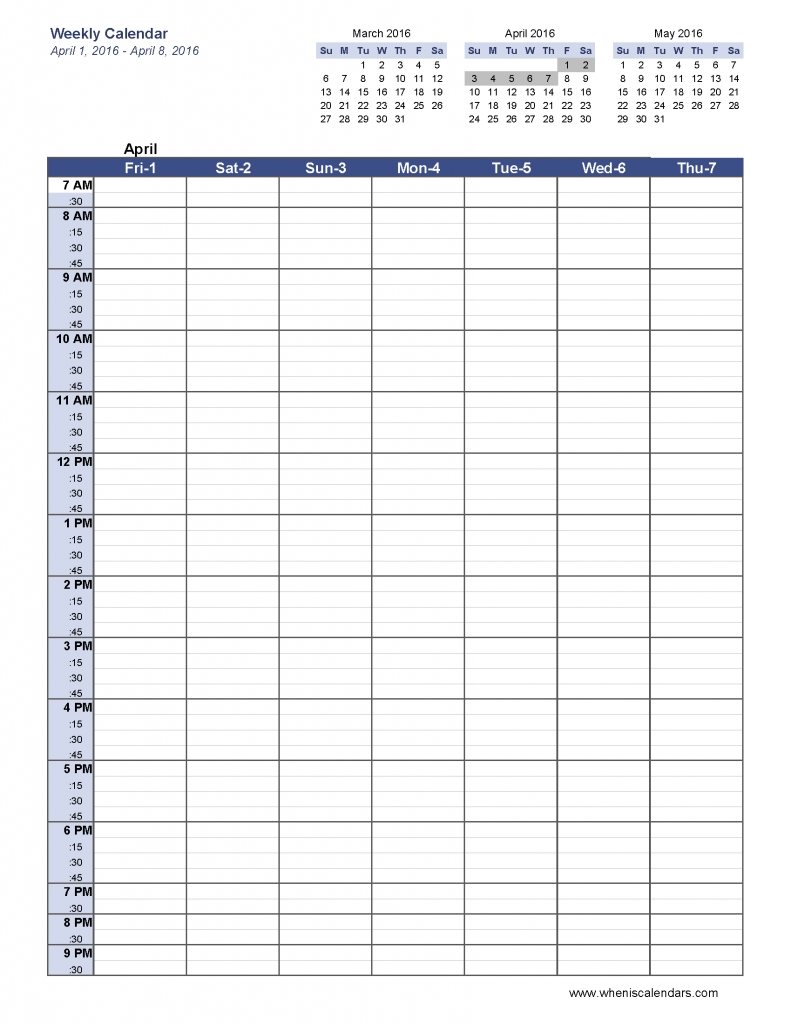 1 Week Blank Calendar Printable | Calendar Template Printable