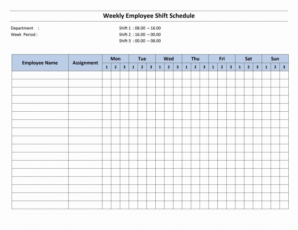 four week work schedule template