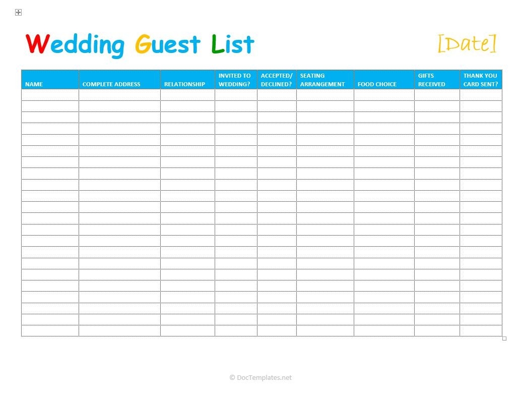 7 Free Wedding Guest List Templates And Managers-Event Guest List Template Excel