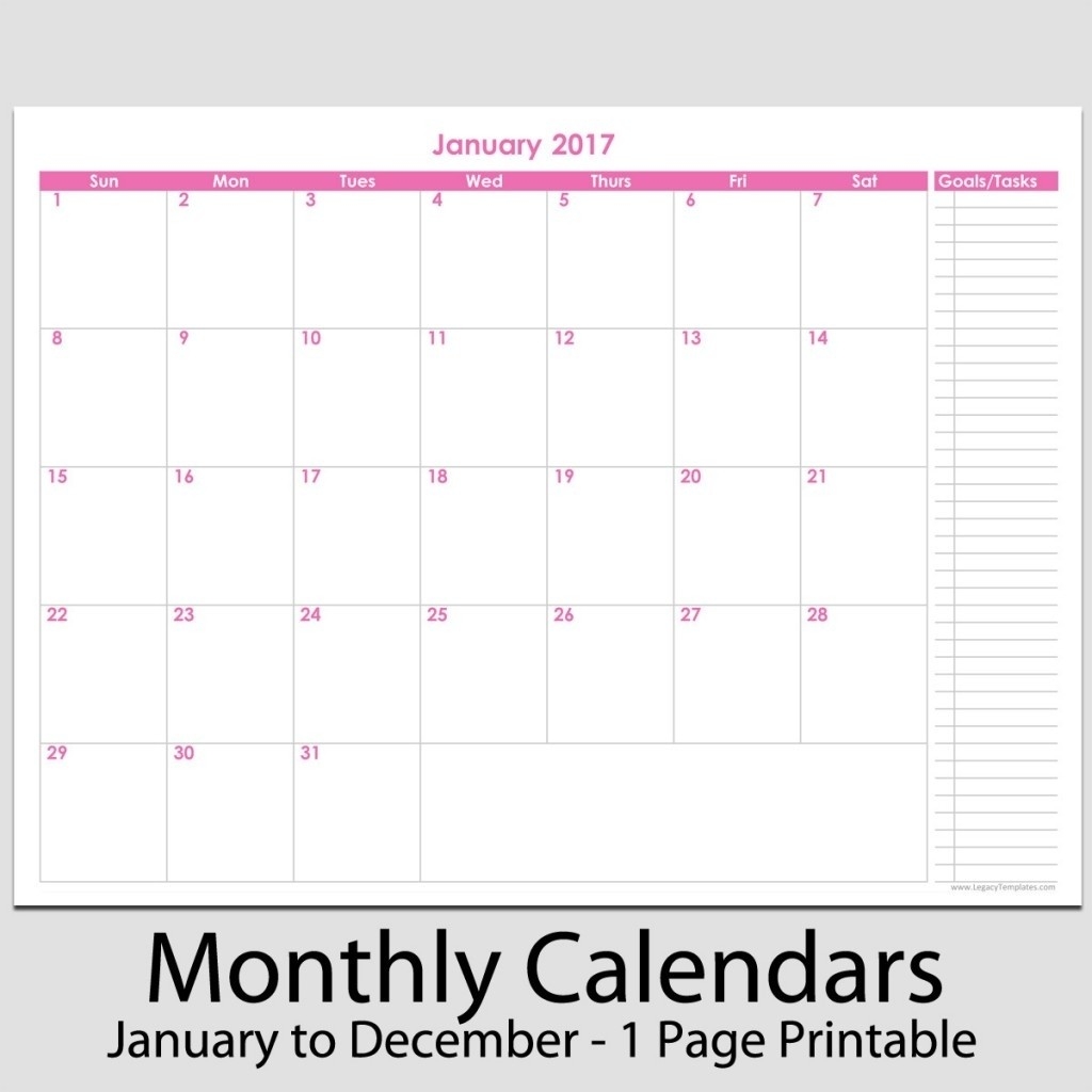 8.5 X 11 Monthly Calendar • Printable Blank Calendar Template-8.5 By 11 Blank Calendar Month