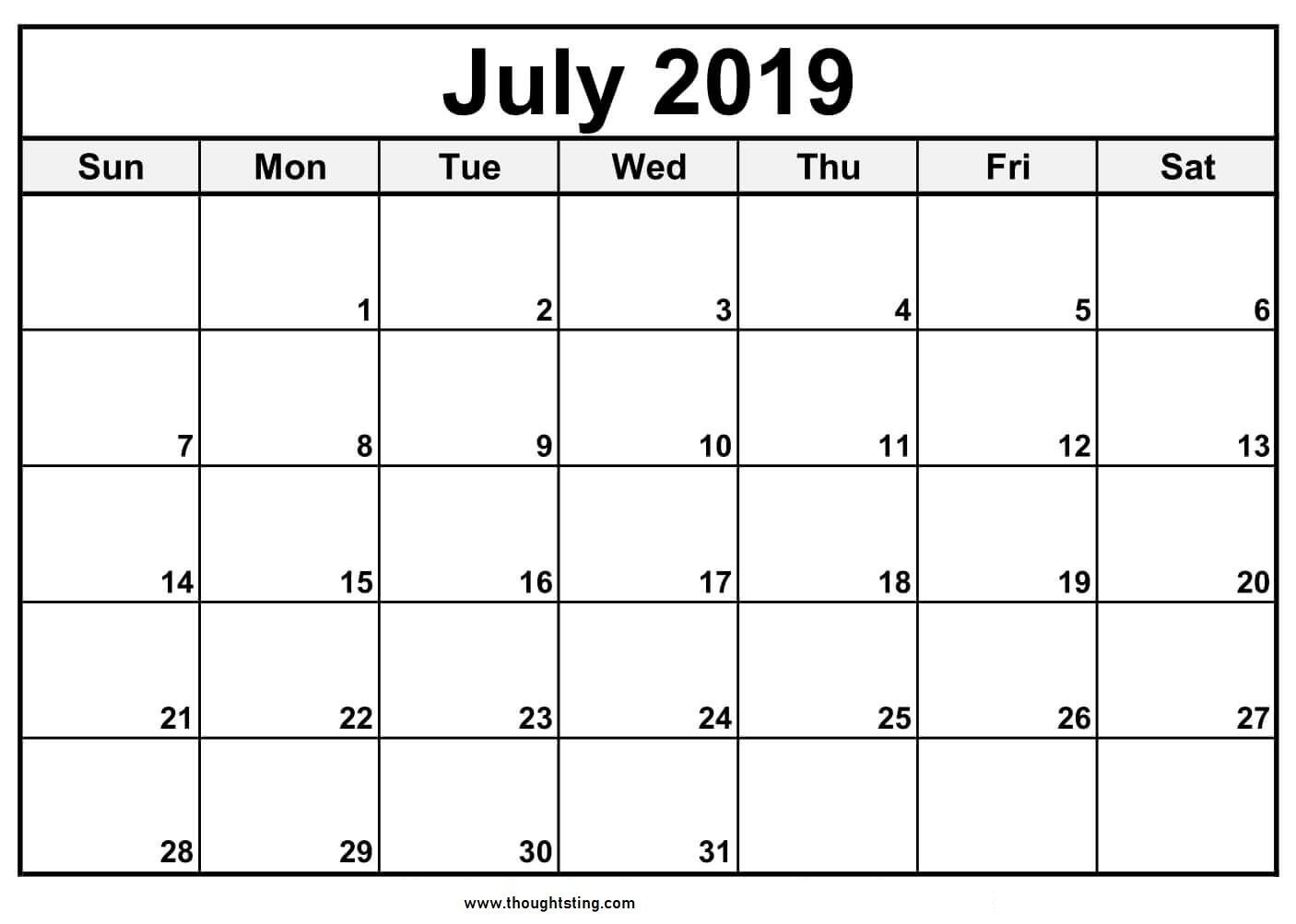 8 X 10 Printable Calendar July 2019 | Calendar Format Example-Blank Calander Format 8X 10