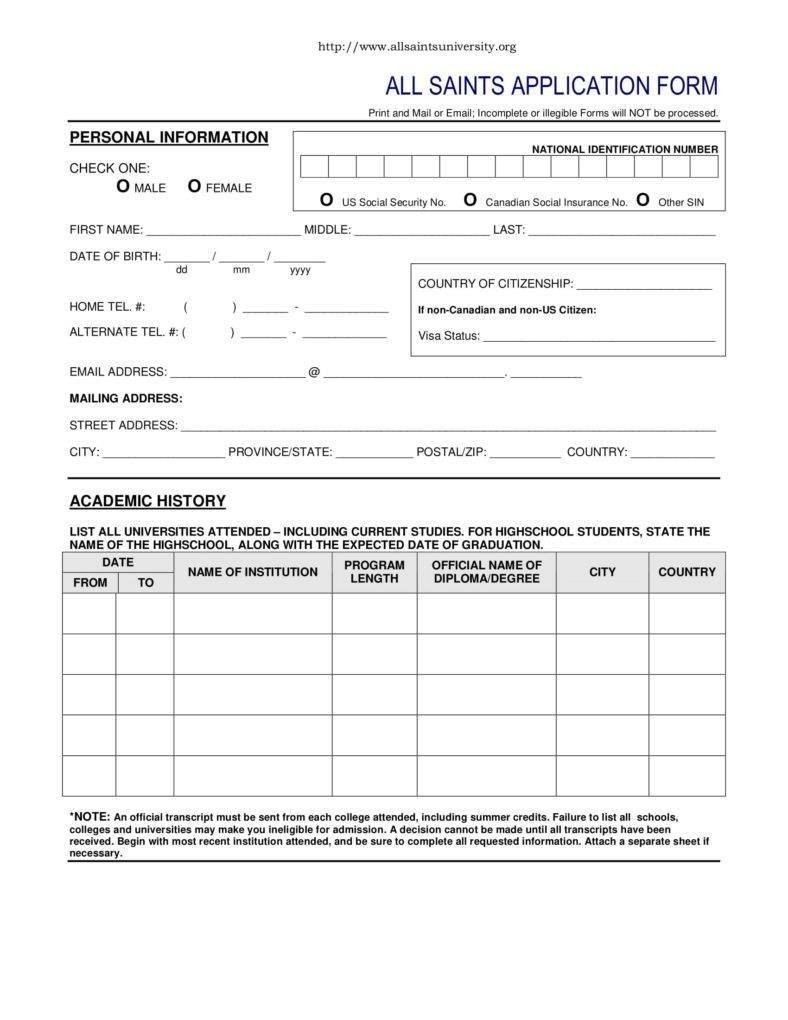 9 College Application Form Templates Pdf Free Premium Model-Blank W 9 2020 Form Printable