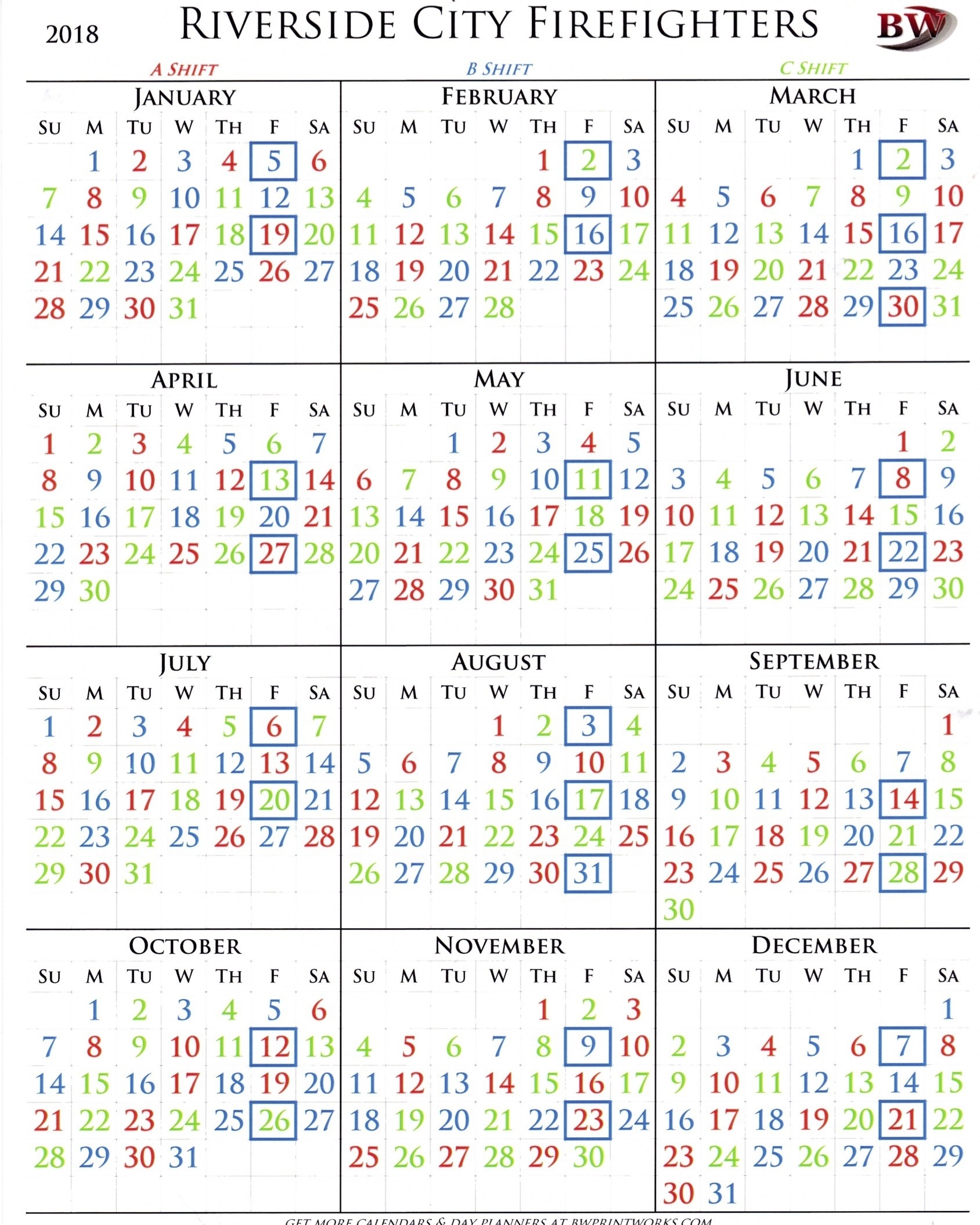 Firefighter Shift Calendar Template | Calendar Template Printable