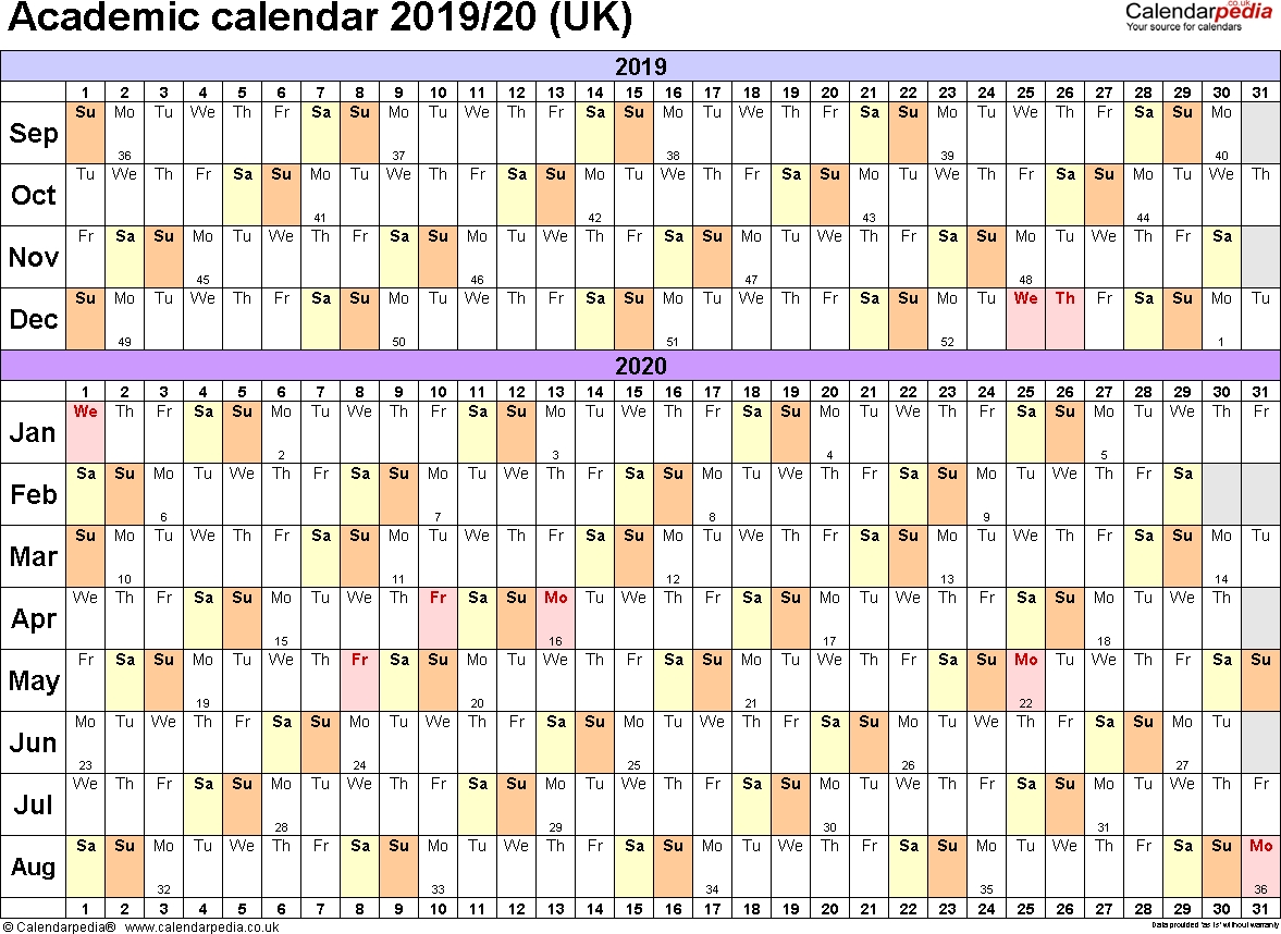 Academic Calendars 2019/2020 As Free Printable Word Templates-School Calendar Template 2020-20