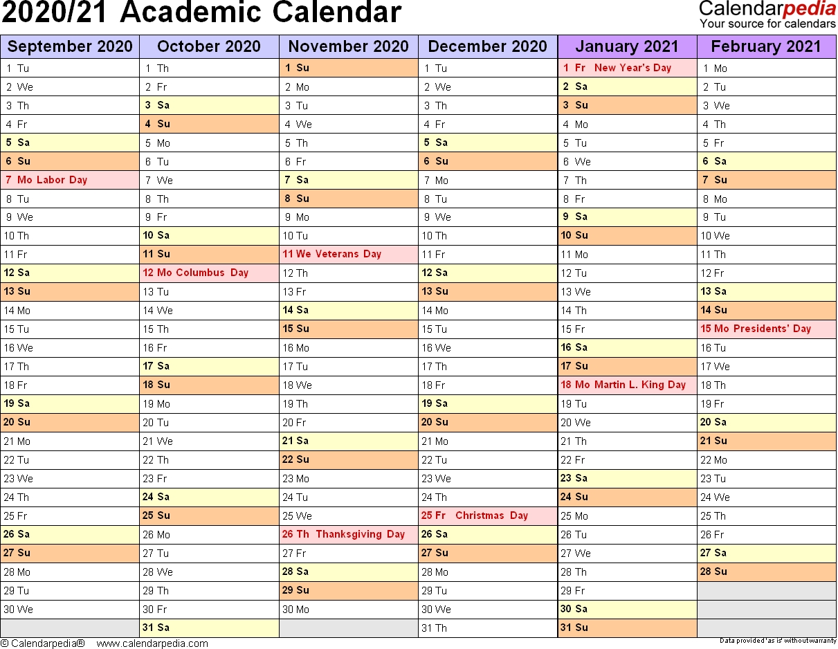 Academic Calendars 2020/2021 - Free Printable Pdf Templates-At A Glance Academic Planner 2020 Template