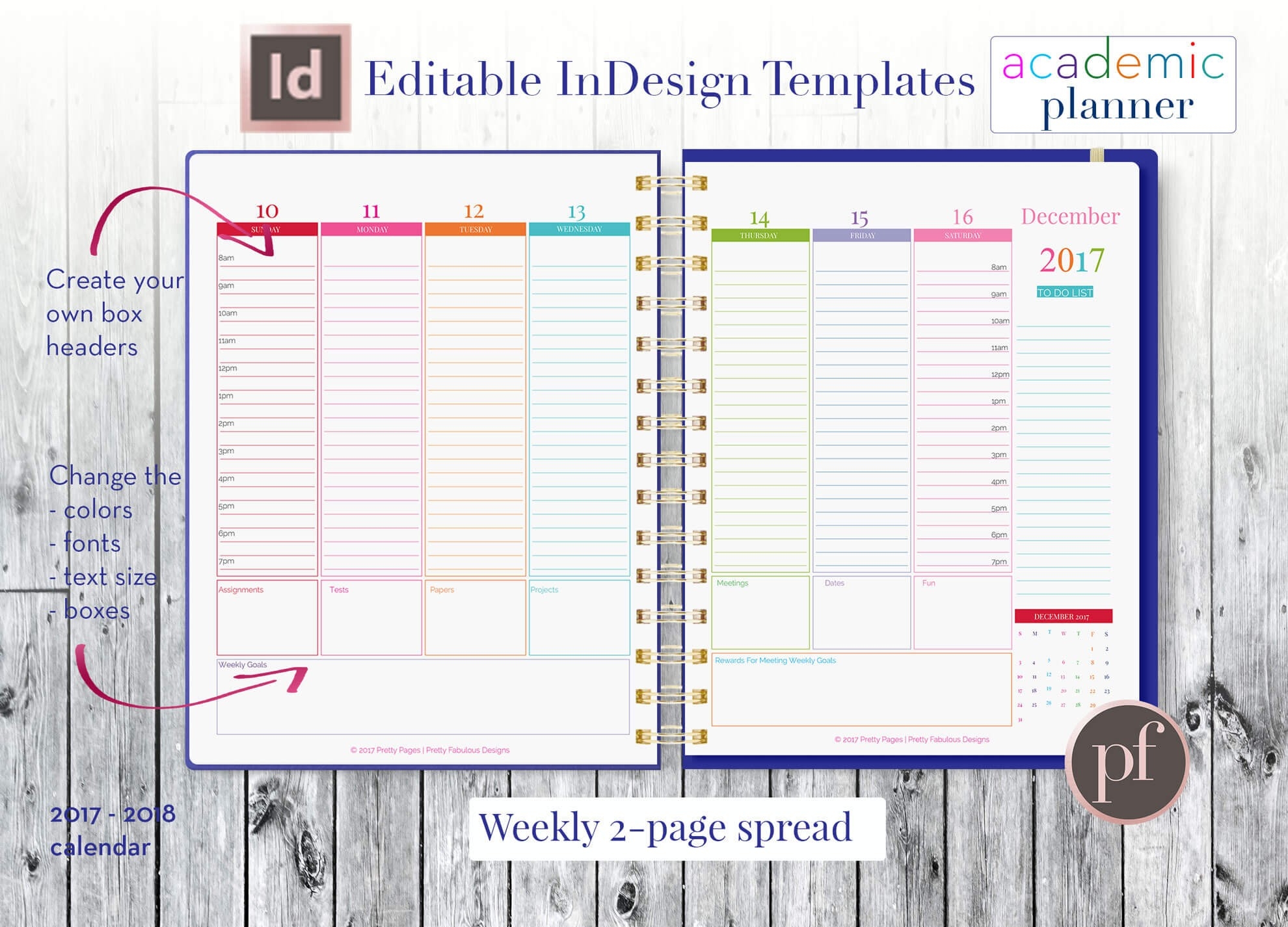 indesign planner template 2022
