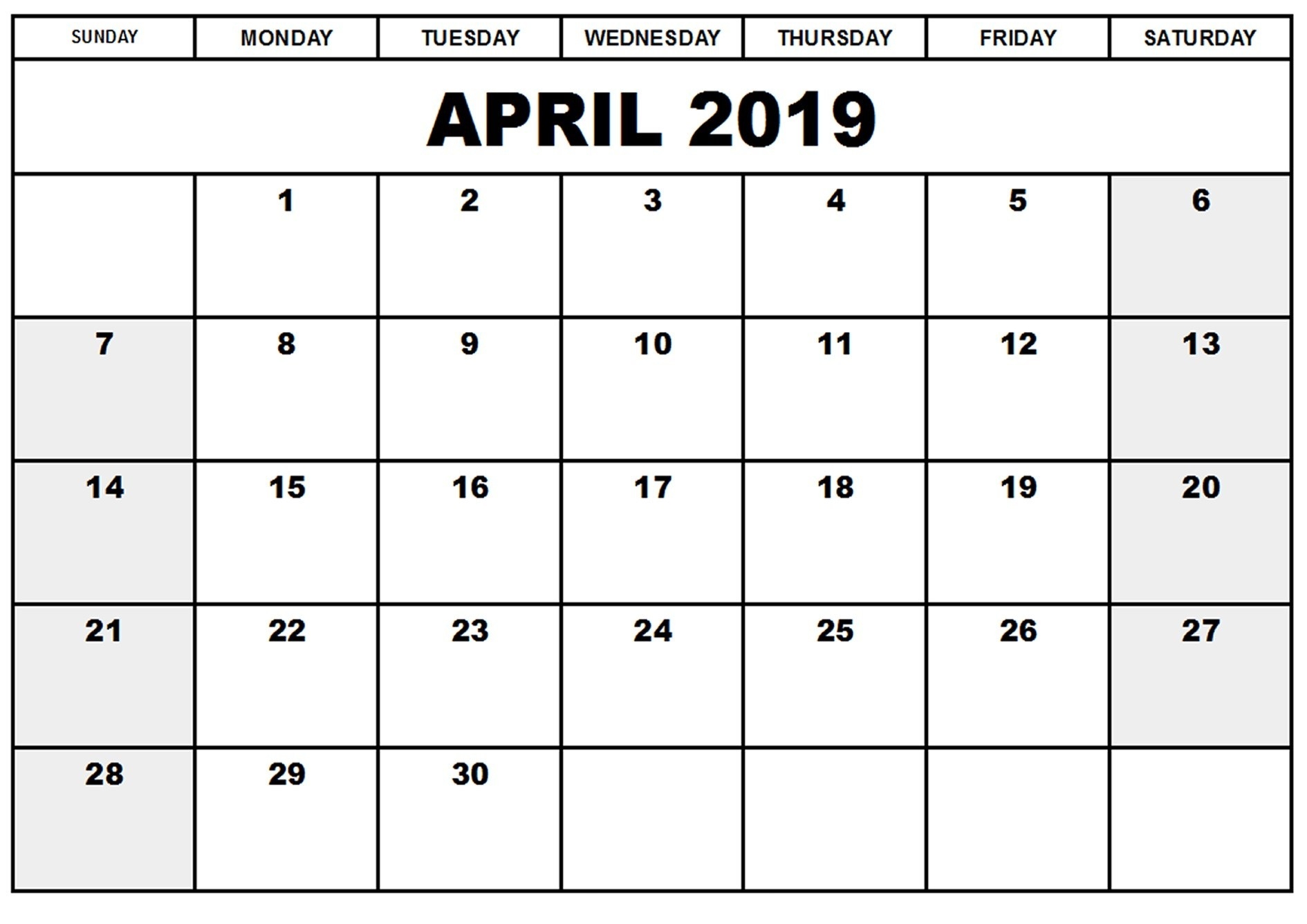April 2019 Printable Calendar Templates - Free Blank-Blank Calendar With Lines Template