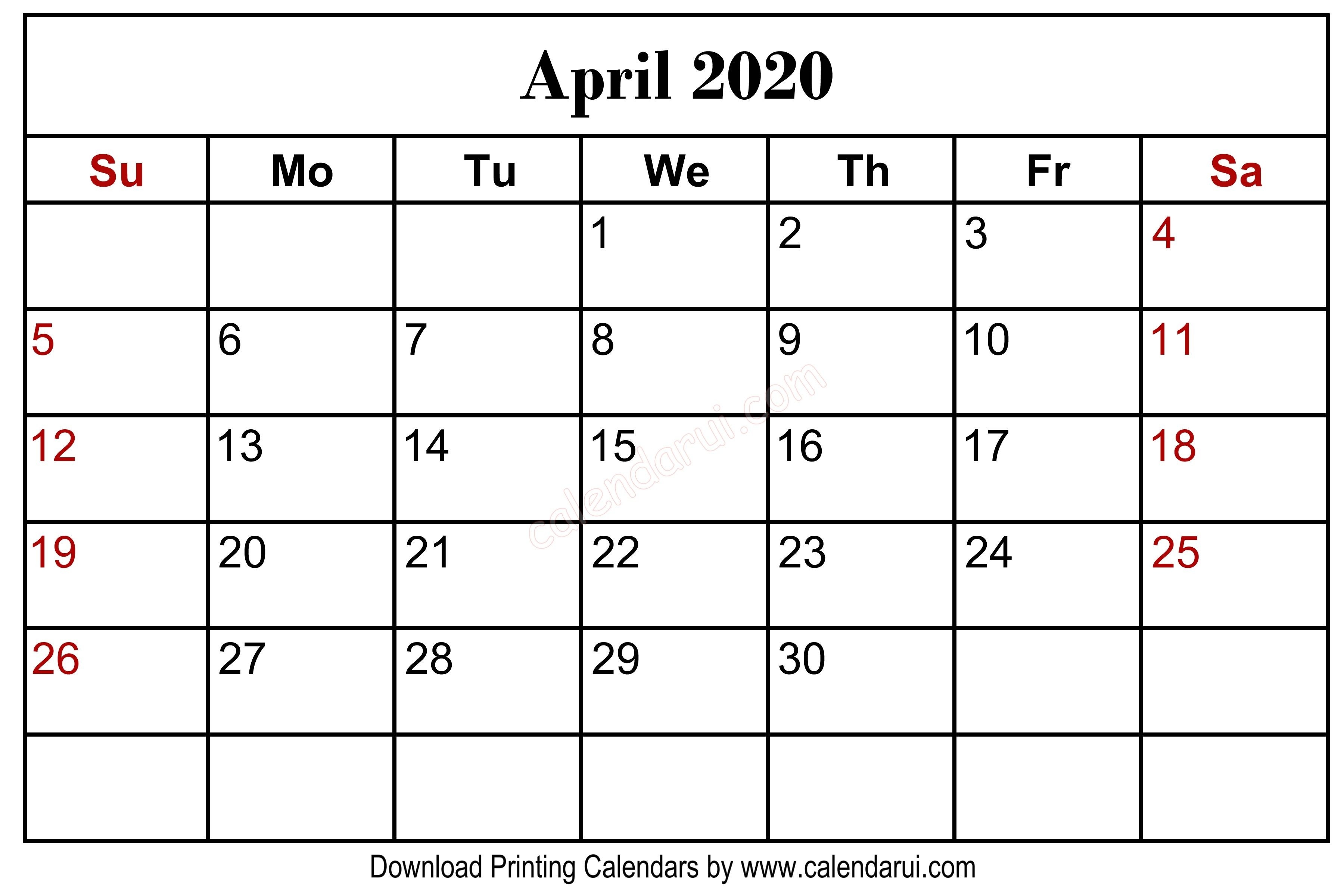 April 2020 Blank Calendar Printable Centre Header | Monthly-January 2020 Calendar Drik Panchang