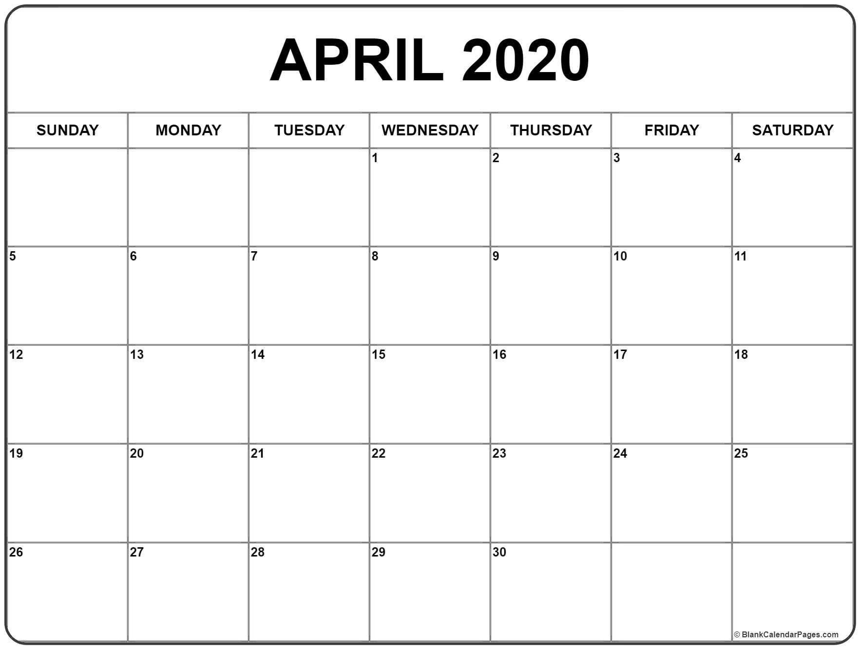 April 2020 Calendar | Free Printable Monthly Calendars-Blank Fill In Calendars 2020 Printable