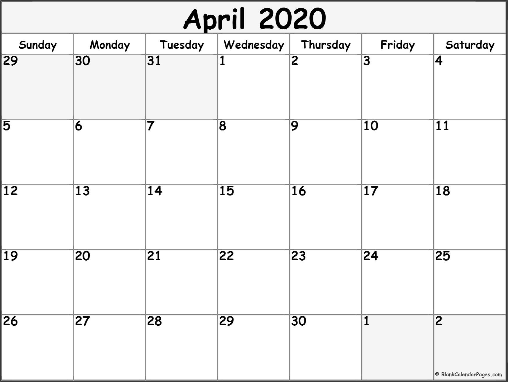 April 2020 Calendar | Free Printable Monthly Calendars-Calendar 2020 Bills Monthly