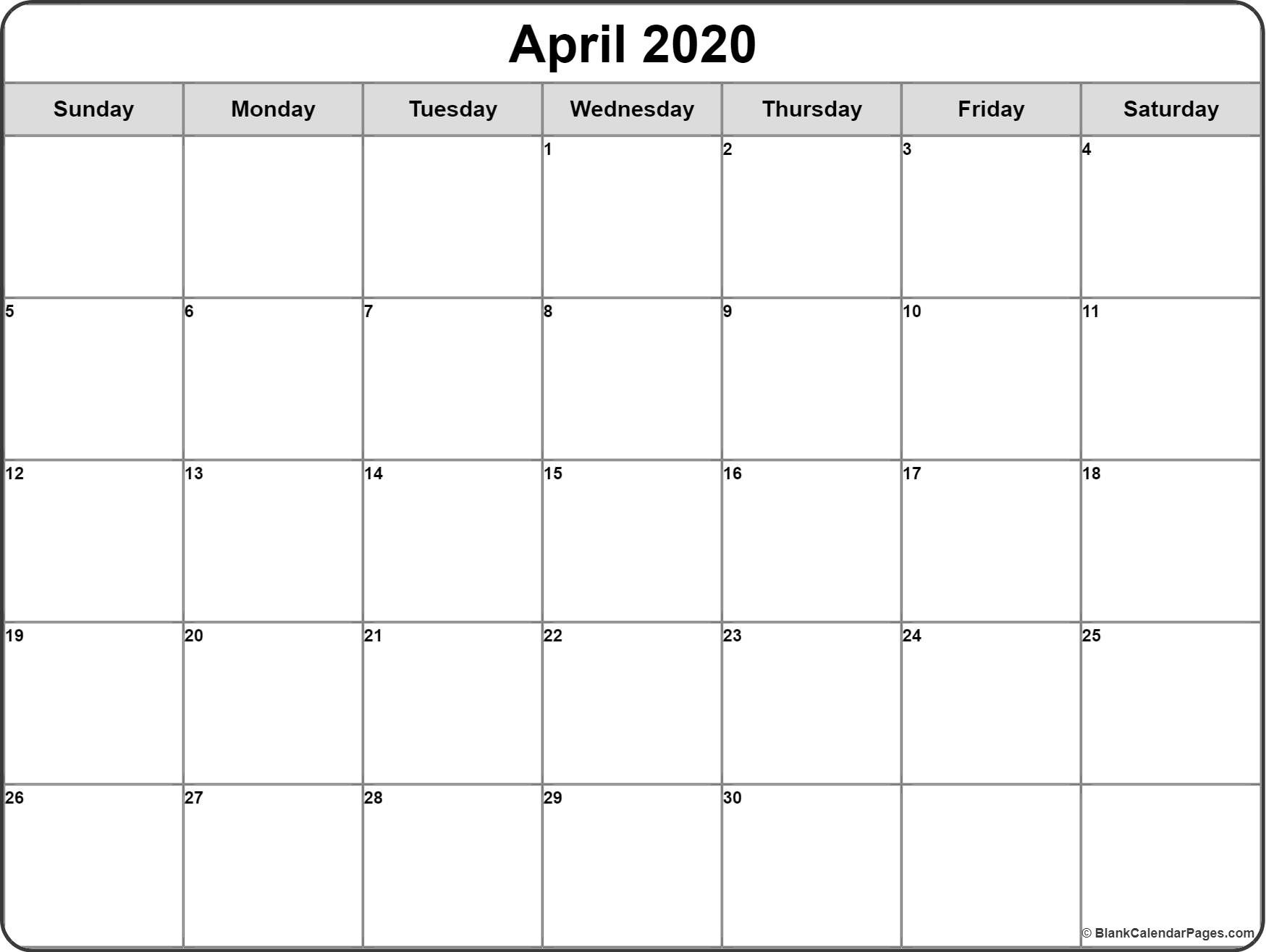 April 2020 Calendar | Free Printable Monthly Calendars-Fill In Calendar Template 2020