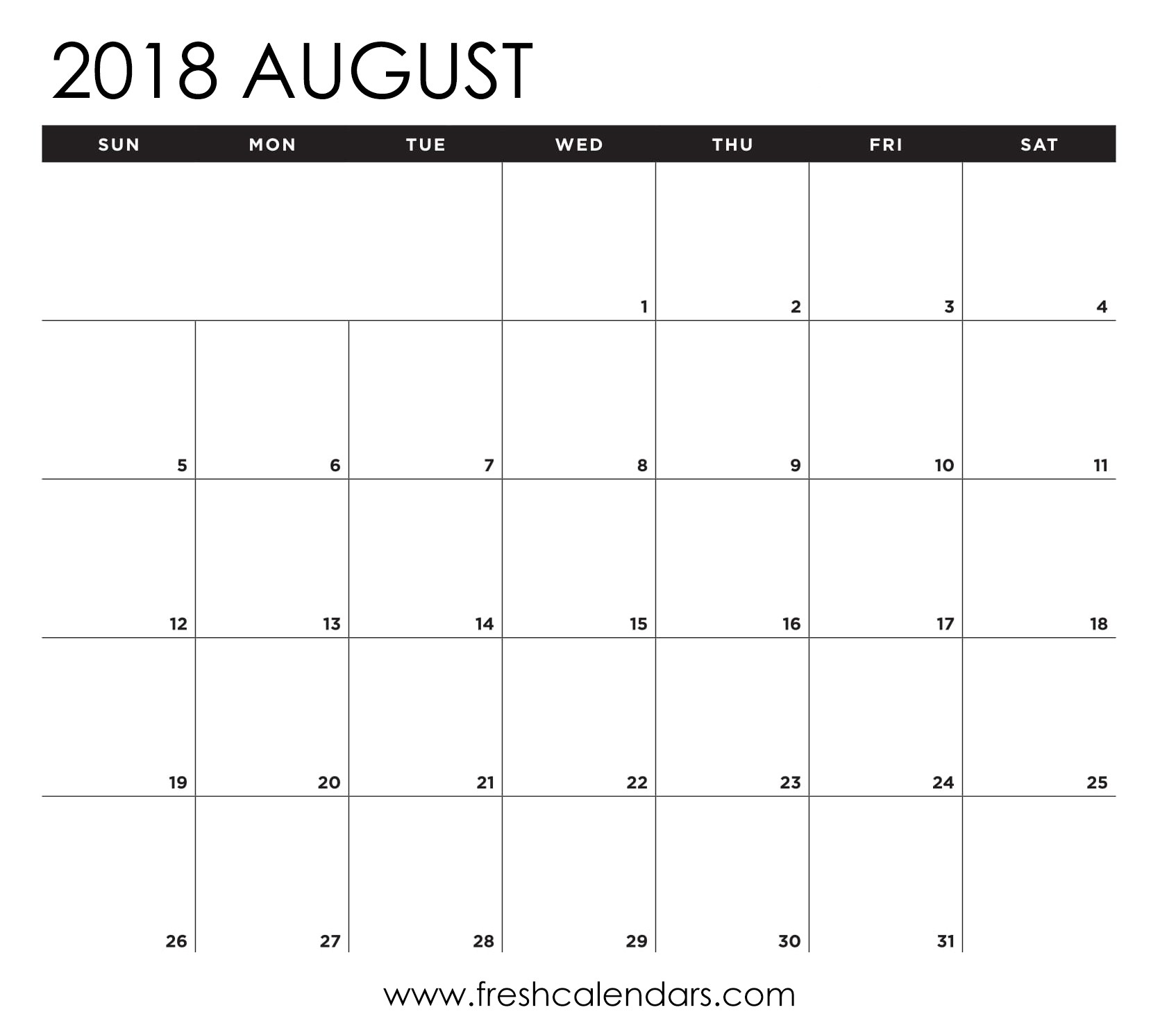 August 2018 Calendar Printable - Fresh Calendars-August Monthly Calendar Template