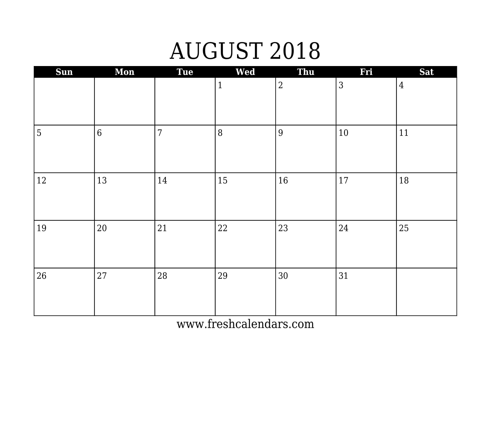 August 2018 Calendar Printable - Fresh Calendars-August Monthly Calendar Template