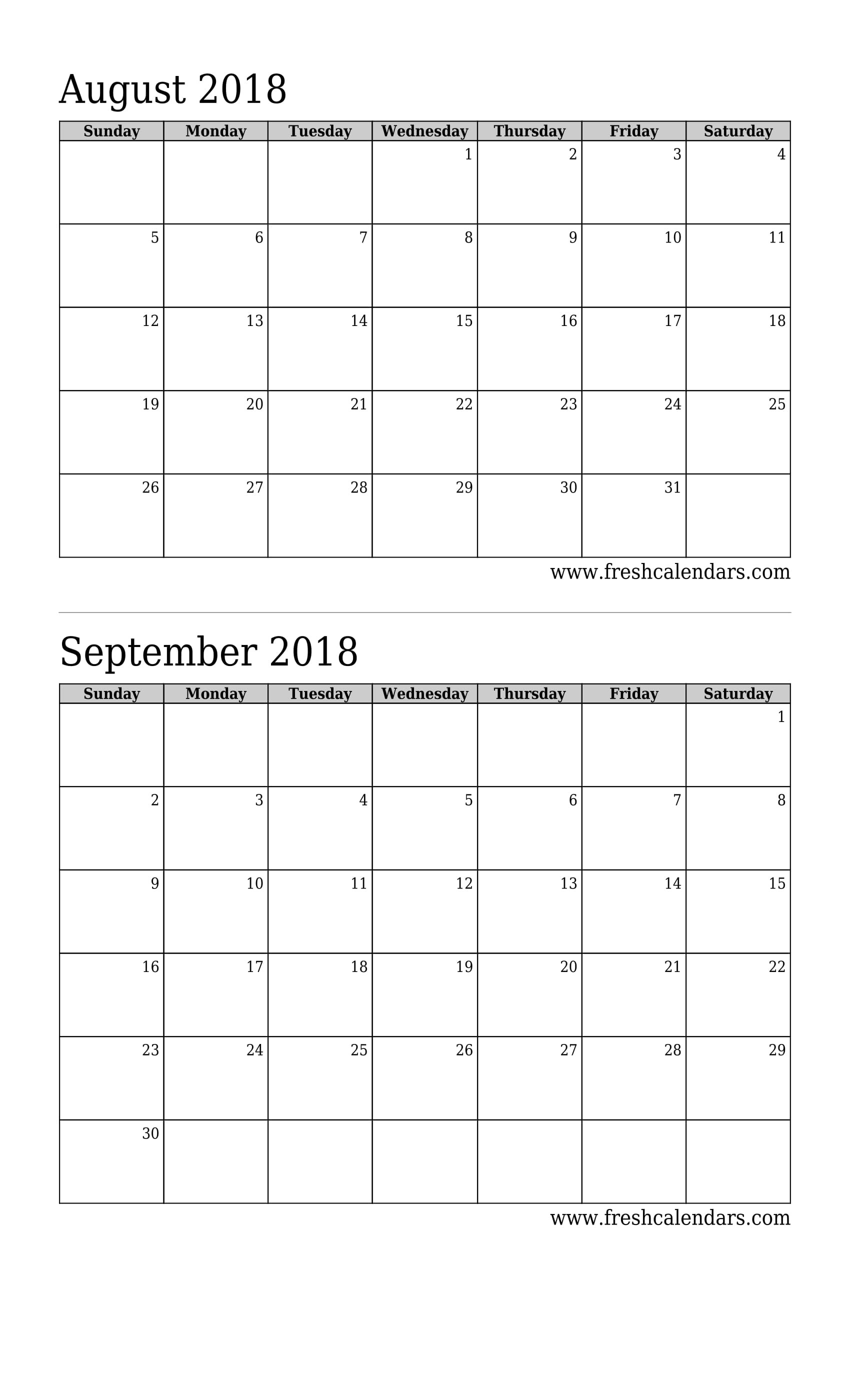 August 2018 Calendar Printable - Fresh Calendars-Blank 2 Month Calendar Template