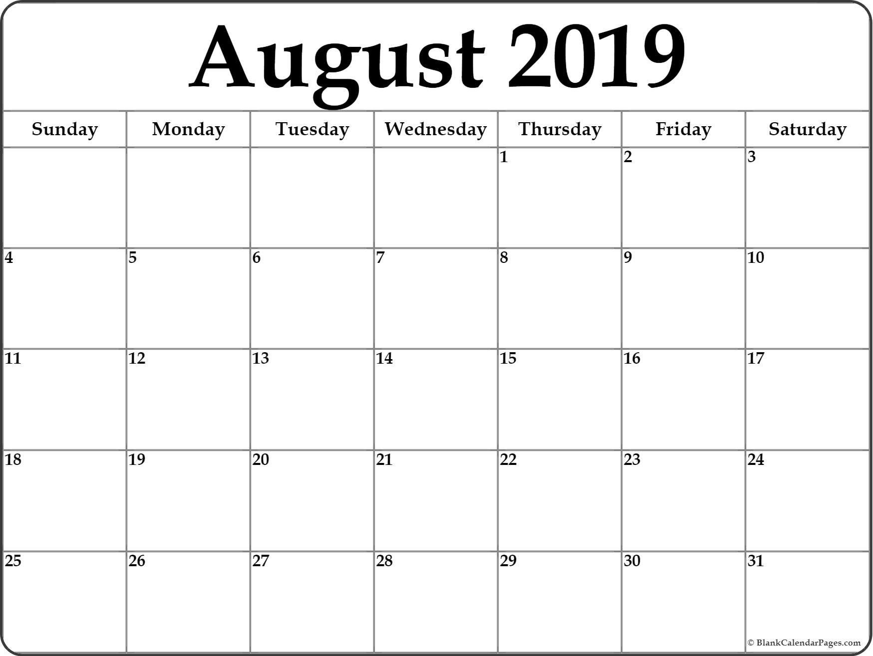 August 2019 Calendar | Free Printable Monthly Calendars-Printable Monthly At A Glance Calendar