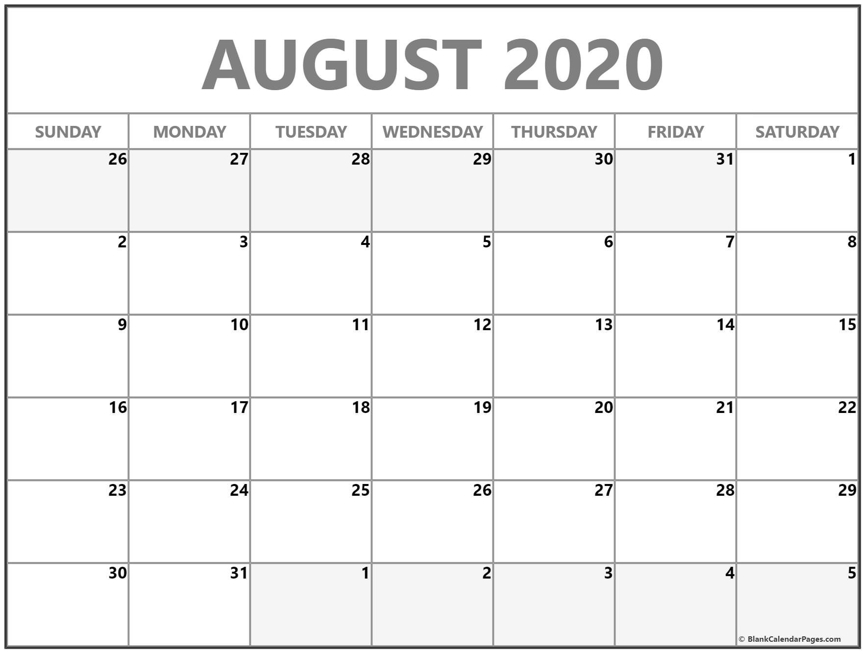 August 2020 Calendar | Free Printable Monthly Calendars-2020 Calendar Monday Thru Friday Monthly