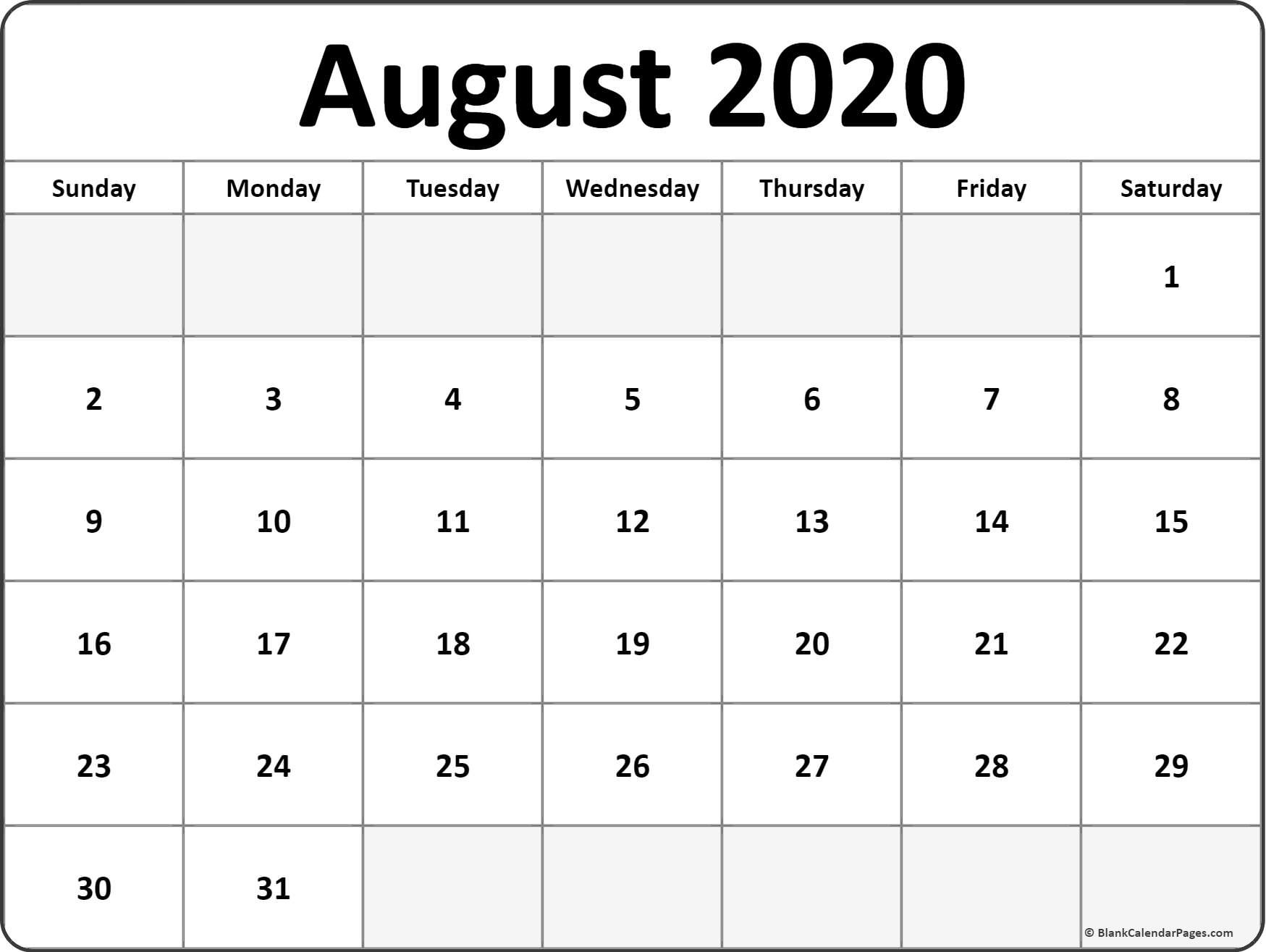 August 2020 Calendar | Free Printable Monthly Calendars-Aug Monthly Calendar 2020