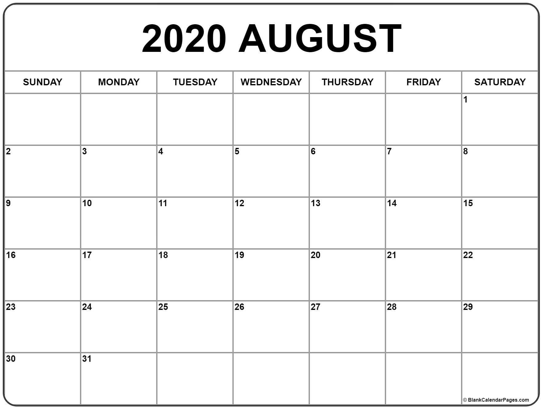 August 2020 Calendar | Free Printable Monthly Calendars-August 2020 Thru December 2020 Calendar Template