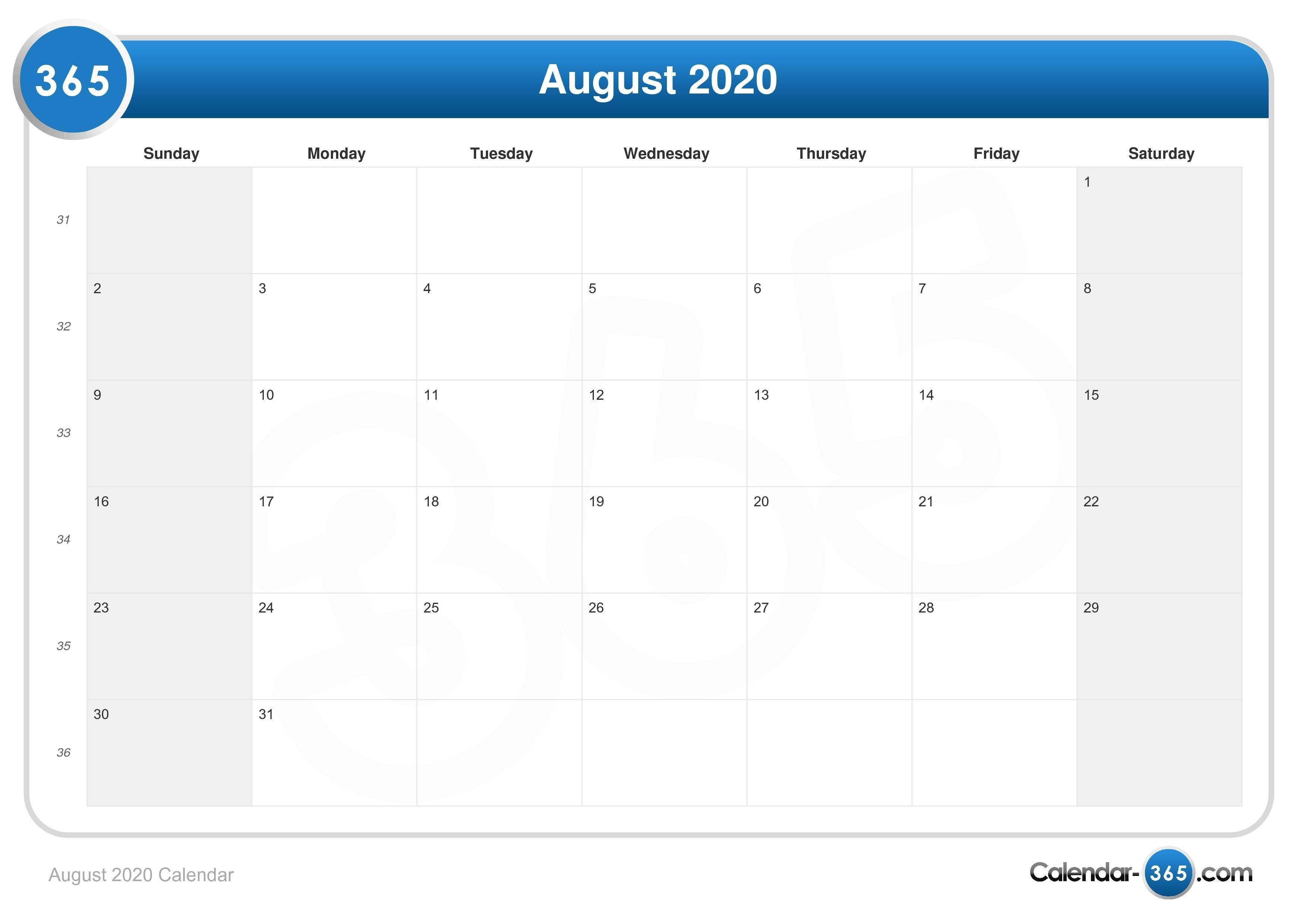 August 2020 Calendar-Monthly Planner For July &amp;amp; Aug 2020