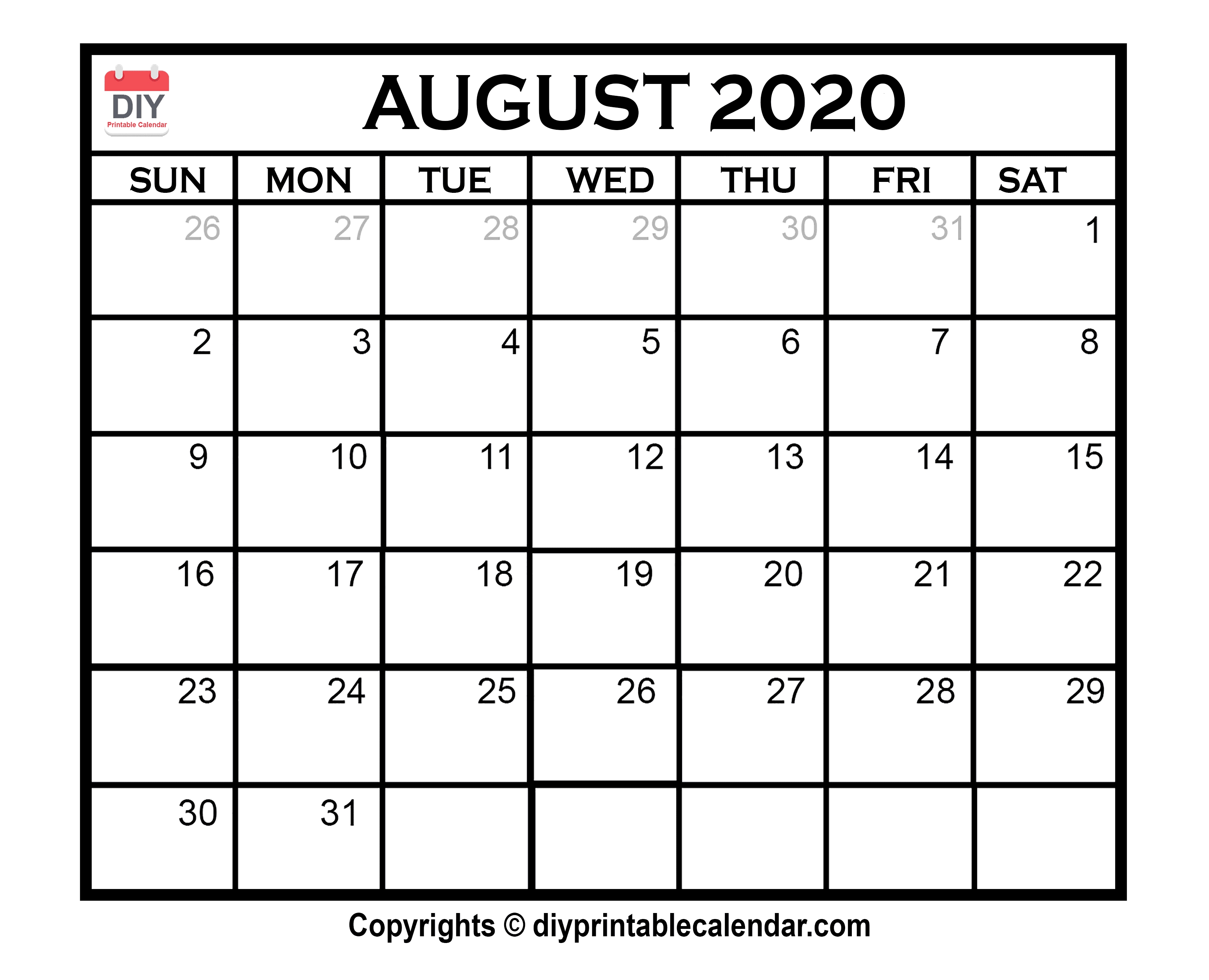 August 2020 Printable Calendar Template-2020 Four Month Calendar Template Customize