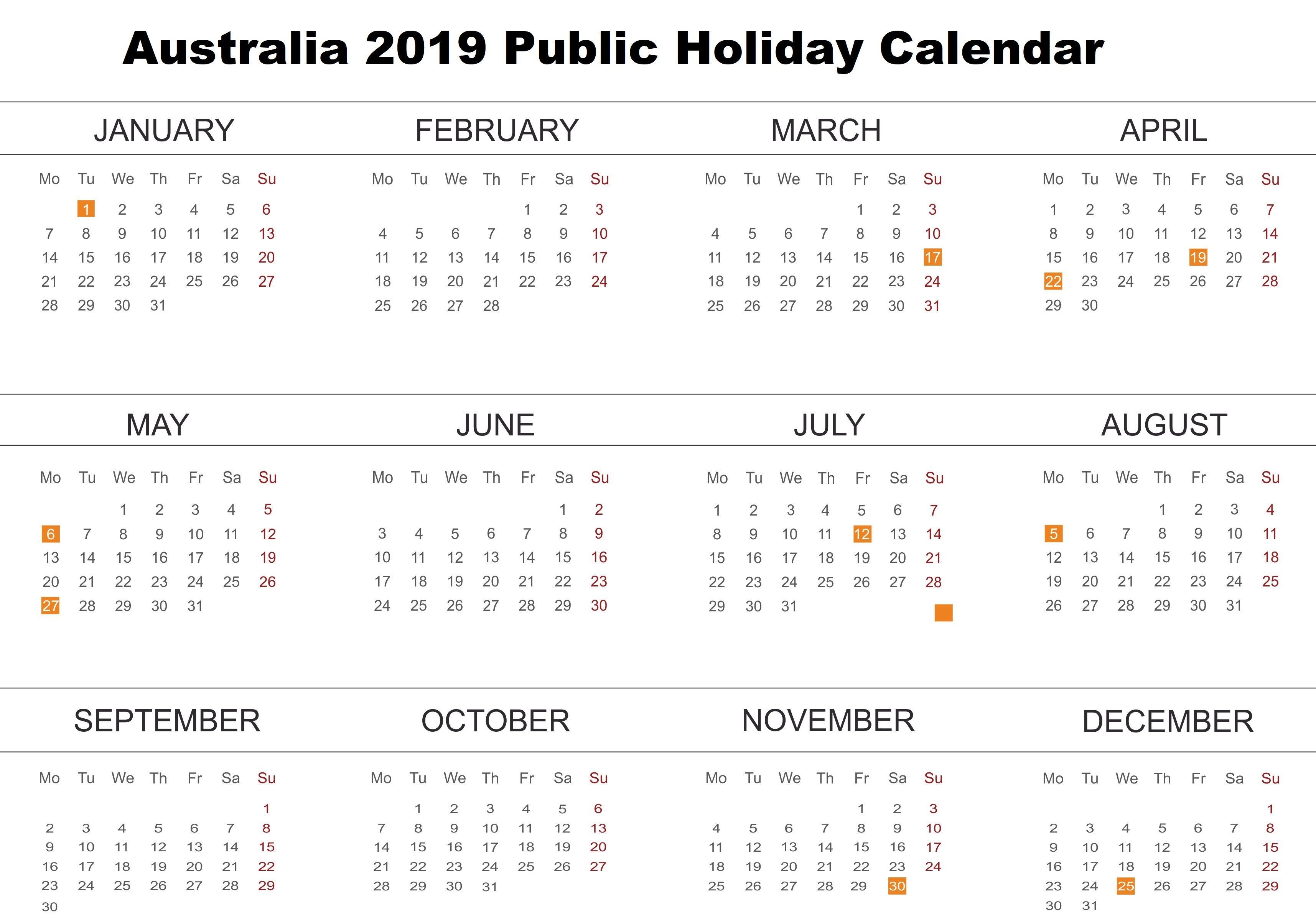 Calendar With Public Holidays Calendar Template Printable