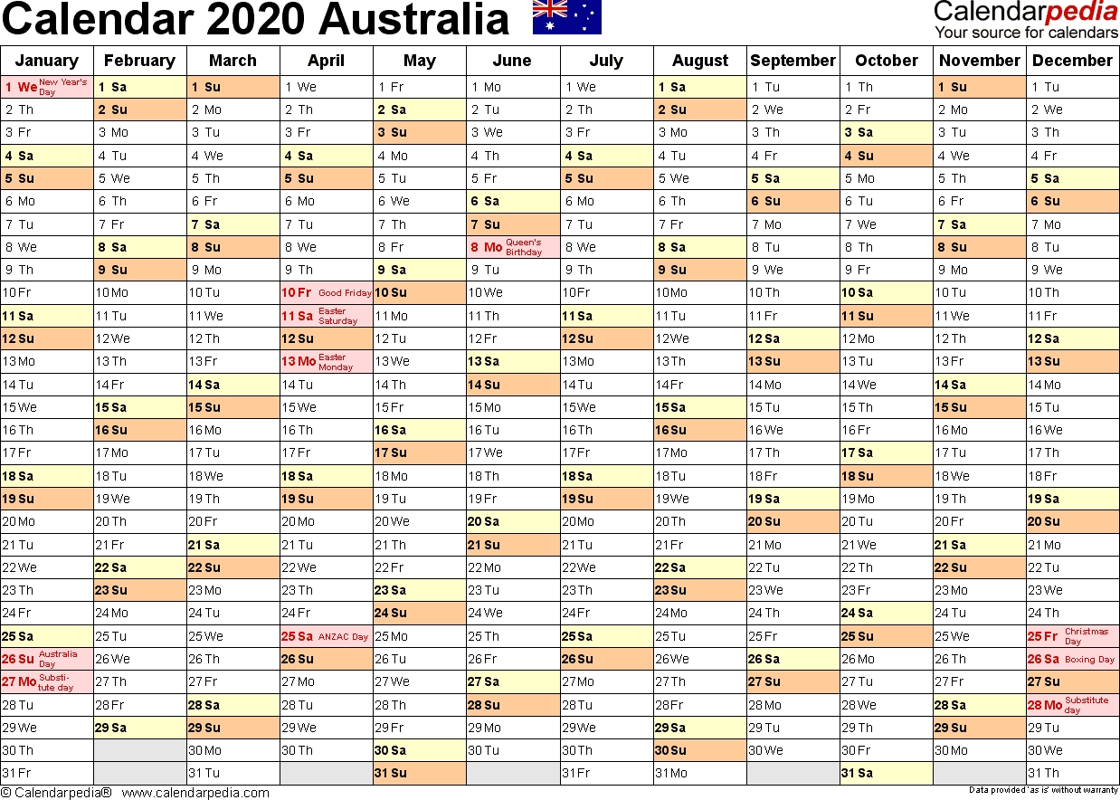 Australia Calendar 2020 - Free Word Calendar Templates-January 2020 Calendar Qld