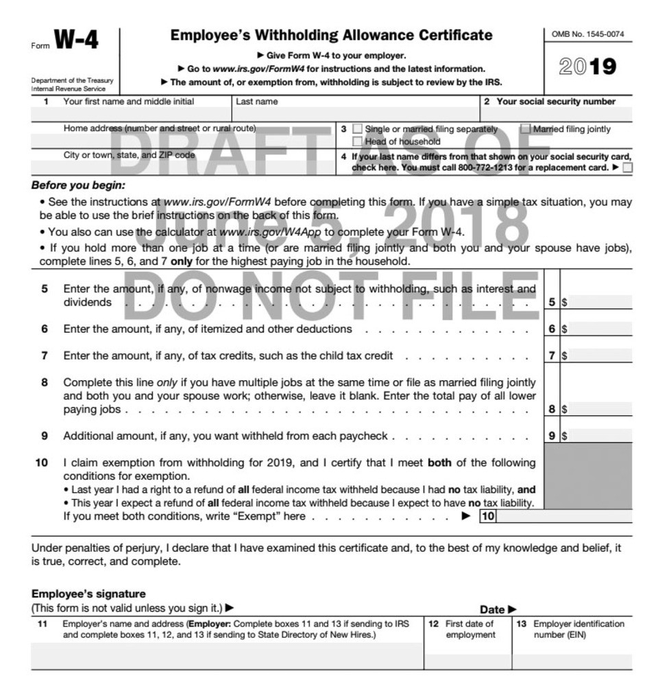 Big Changes For The New W-4 Form-2020 Blank W 9 Form