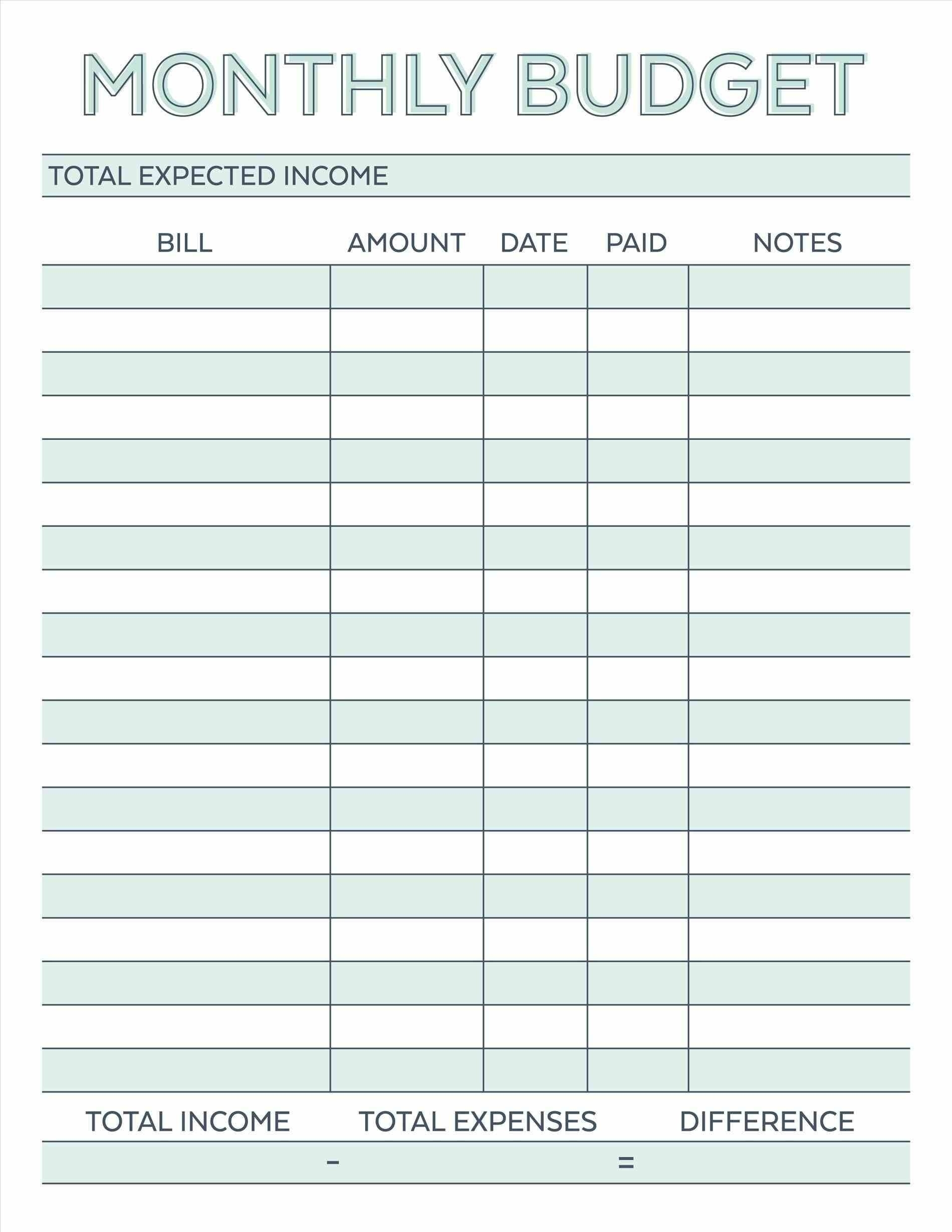 Bill Of Sale Budget Planner Worksheet Monthly Bills Template-Blank Monthly Bill Payment Worksheet