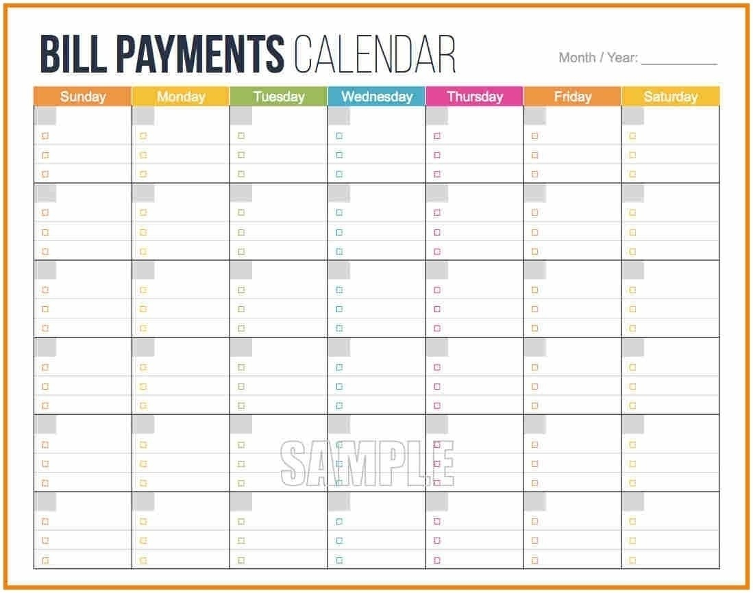 Bill Pay Calendar Template Free | Isacl-Calendar Template For Bill Paying