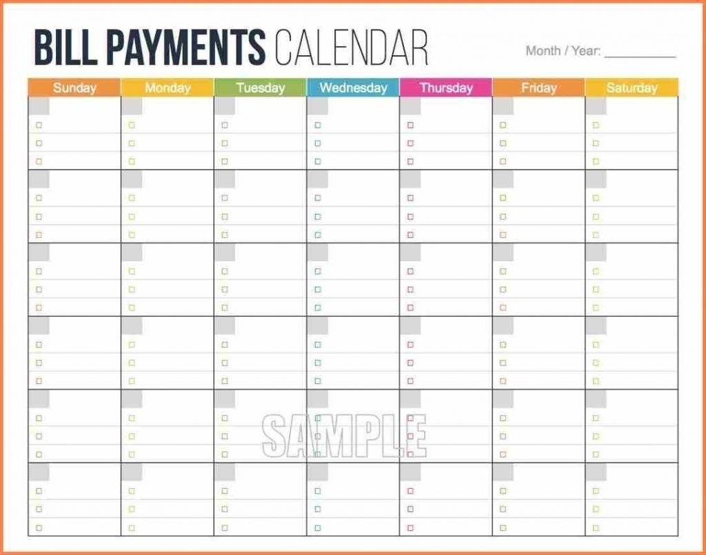 Bill Pay Calendar Template Free | Isacl-Monthly Bill Payment Calendar Template