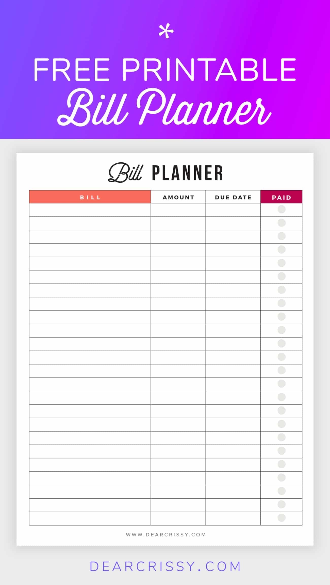 monthly expenses printable