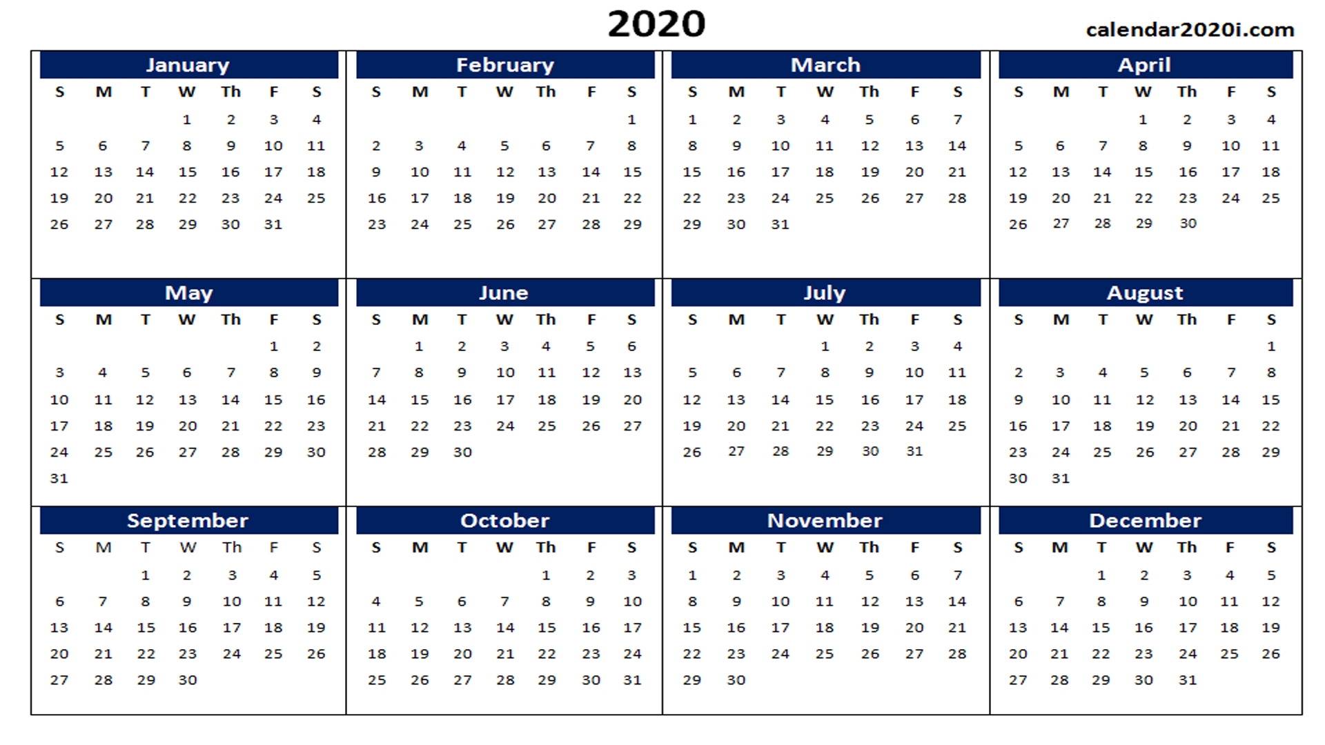 Blank 2020 Calendar Printable Templates | Calendar 2020-Microsoft Word Calendar Template 2020