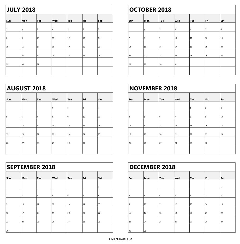 Blank Calendar 6 Months | One Page Calendar Printable-Calendar Template Six Months Printable Free