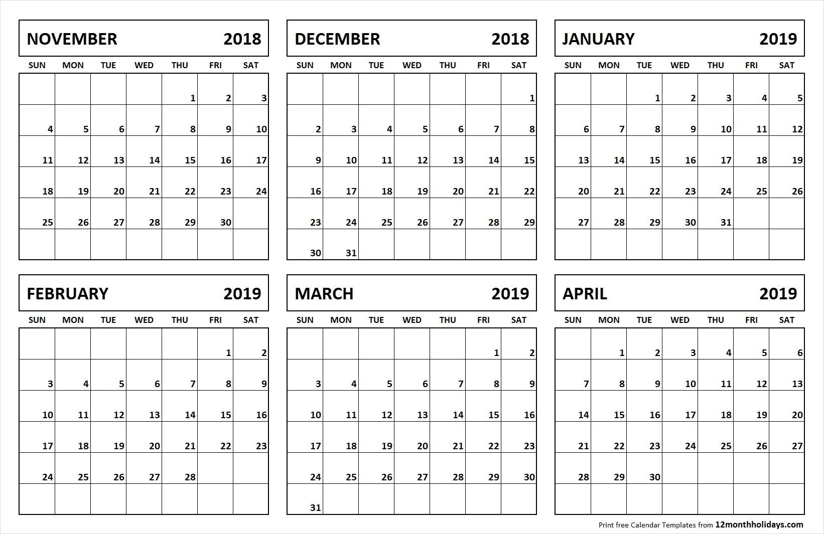 Six Month Calendar Template Calendar Template Printable