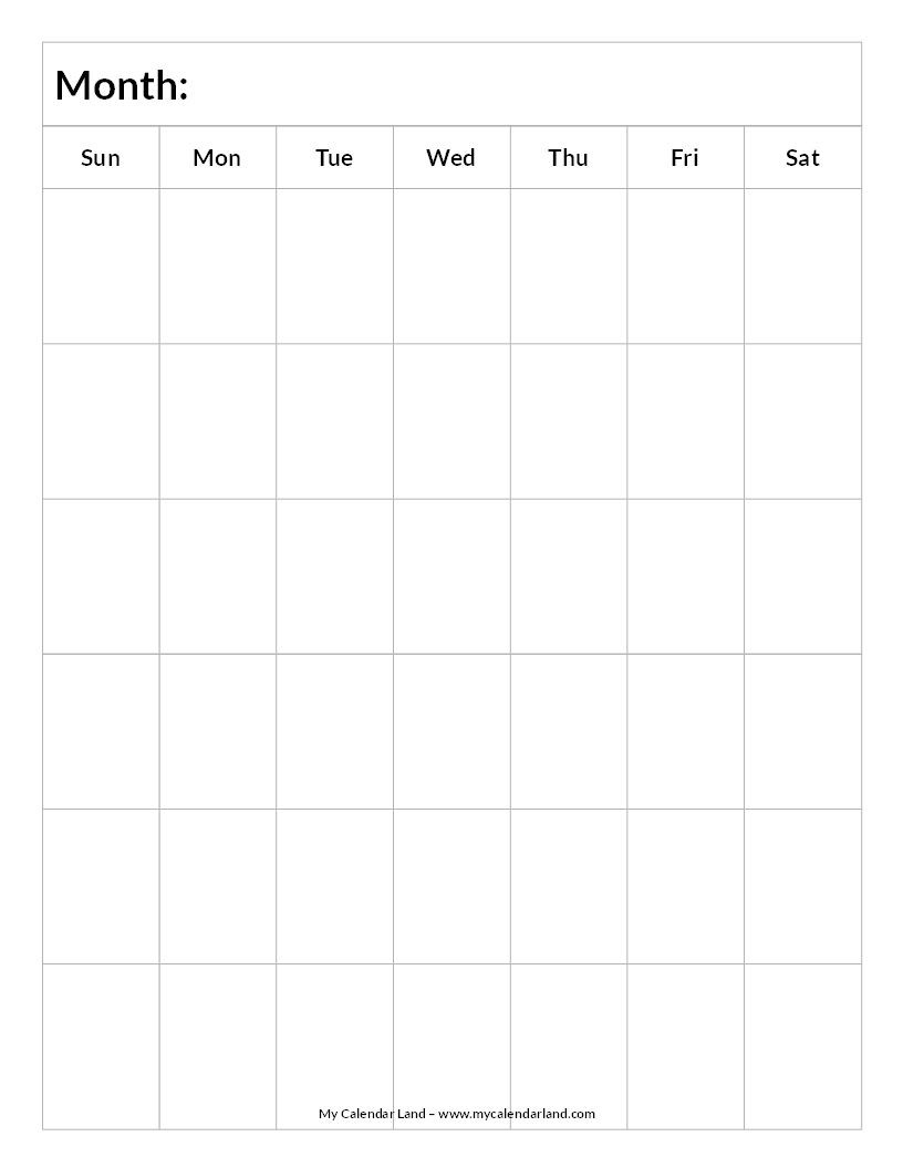 Blank 6 Week Calendar Template Calendar Template Printable