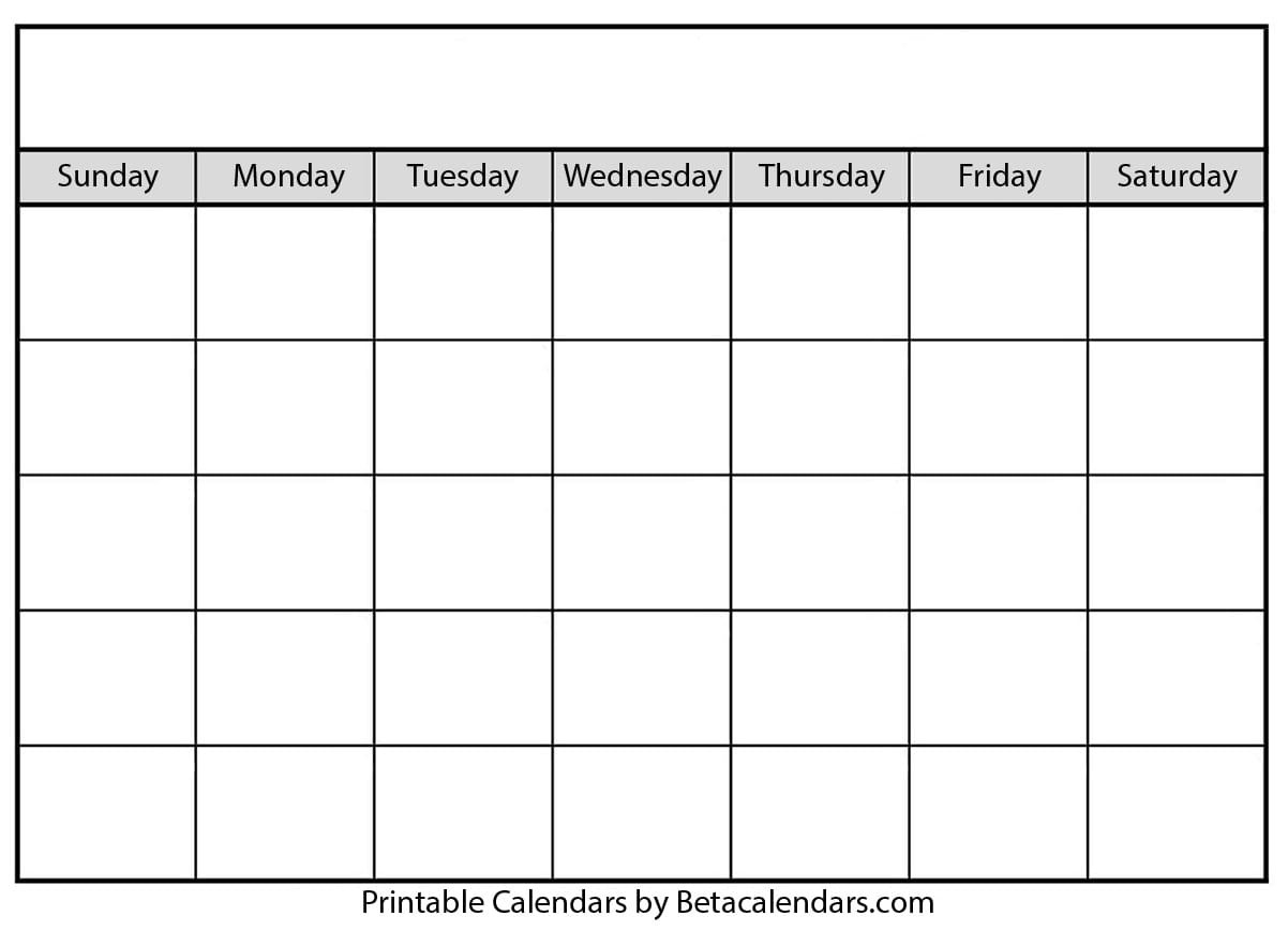 Blank Calendar - Beta Calendars-Fill In Blank Calendar Template