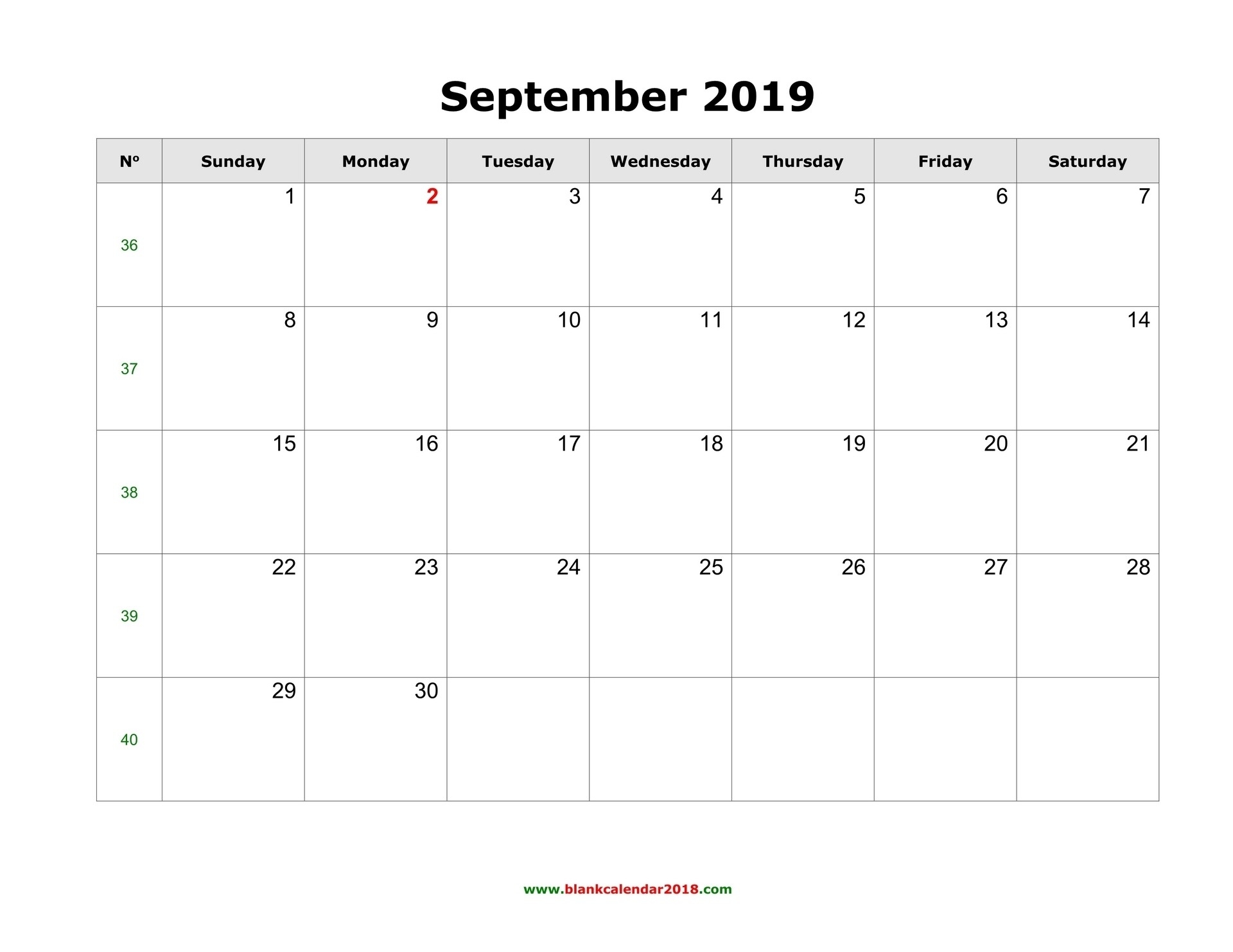 Blank Calendar For September 2019 For Perfect Printable-Waterproofpaper.com January 2020 Calendar
