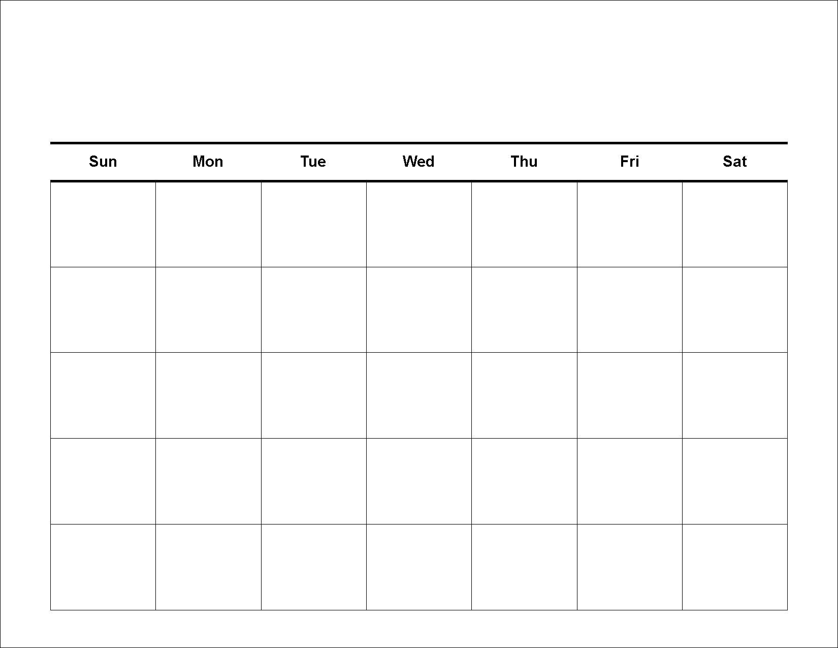 Blank Calendar With Lines Template